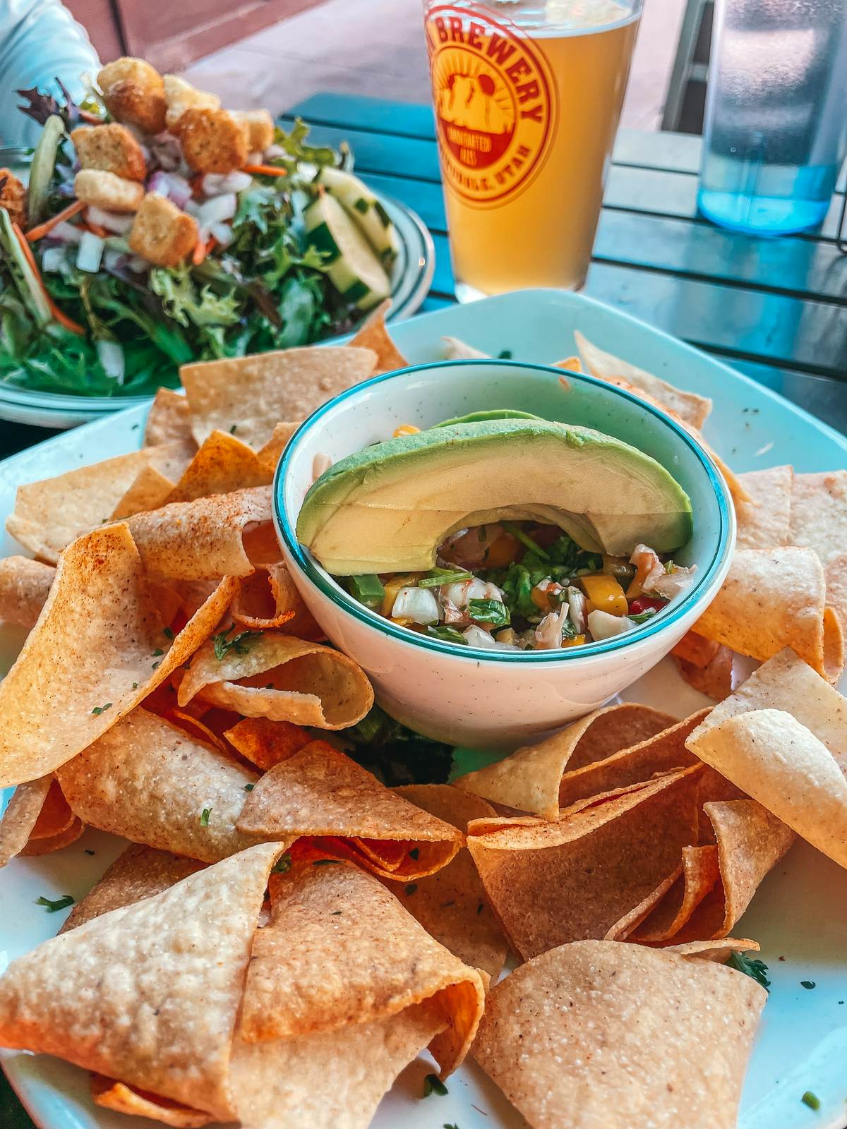 Ceviche and salad from Zion Brewpub