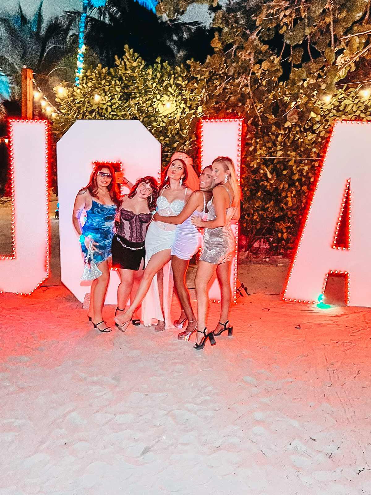 Bach party enjoying Joia Beach restaurant in Miami for florida bachelorette