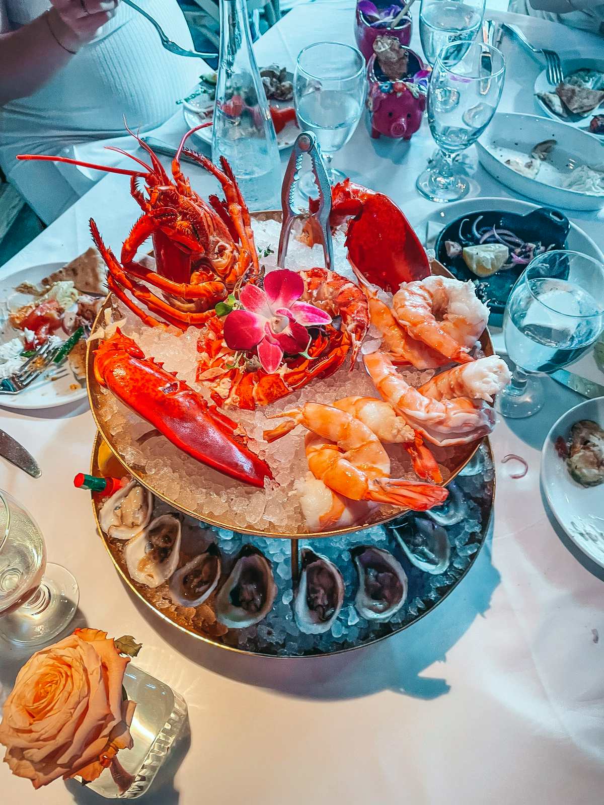 Seafood tower from Kiki on the River for a florida bachelorette