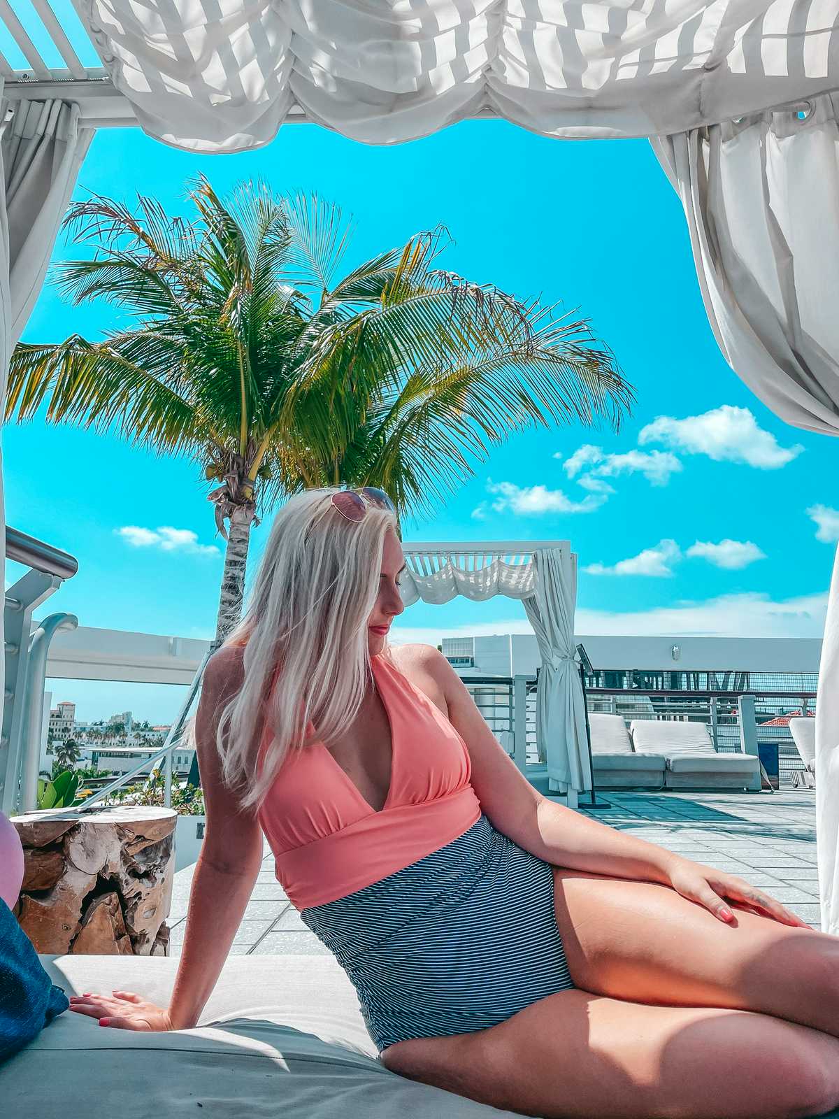 woman at the Miami beach Kimpton hotel for a florida bachelorette