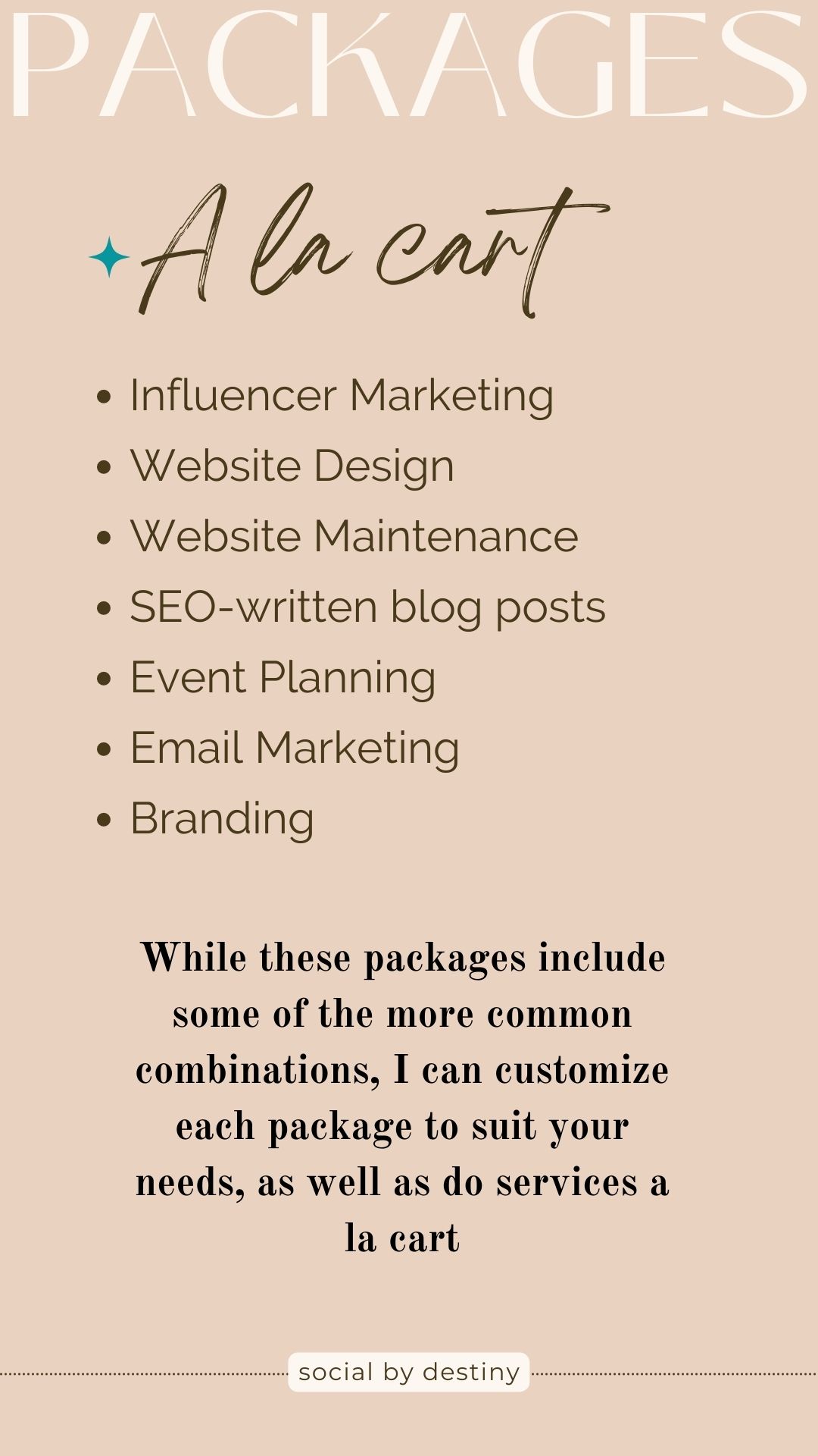 Social media a la cart packages