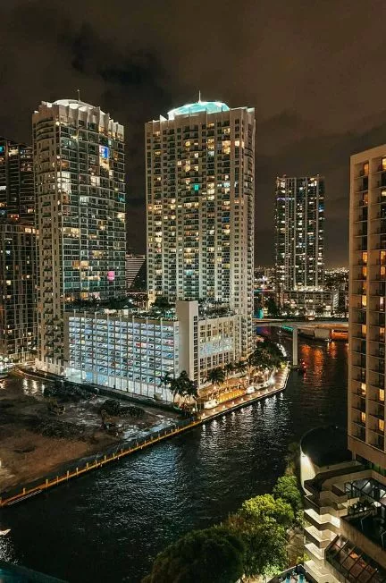 Miami skyline at night for a weekend getaways from Tampa