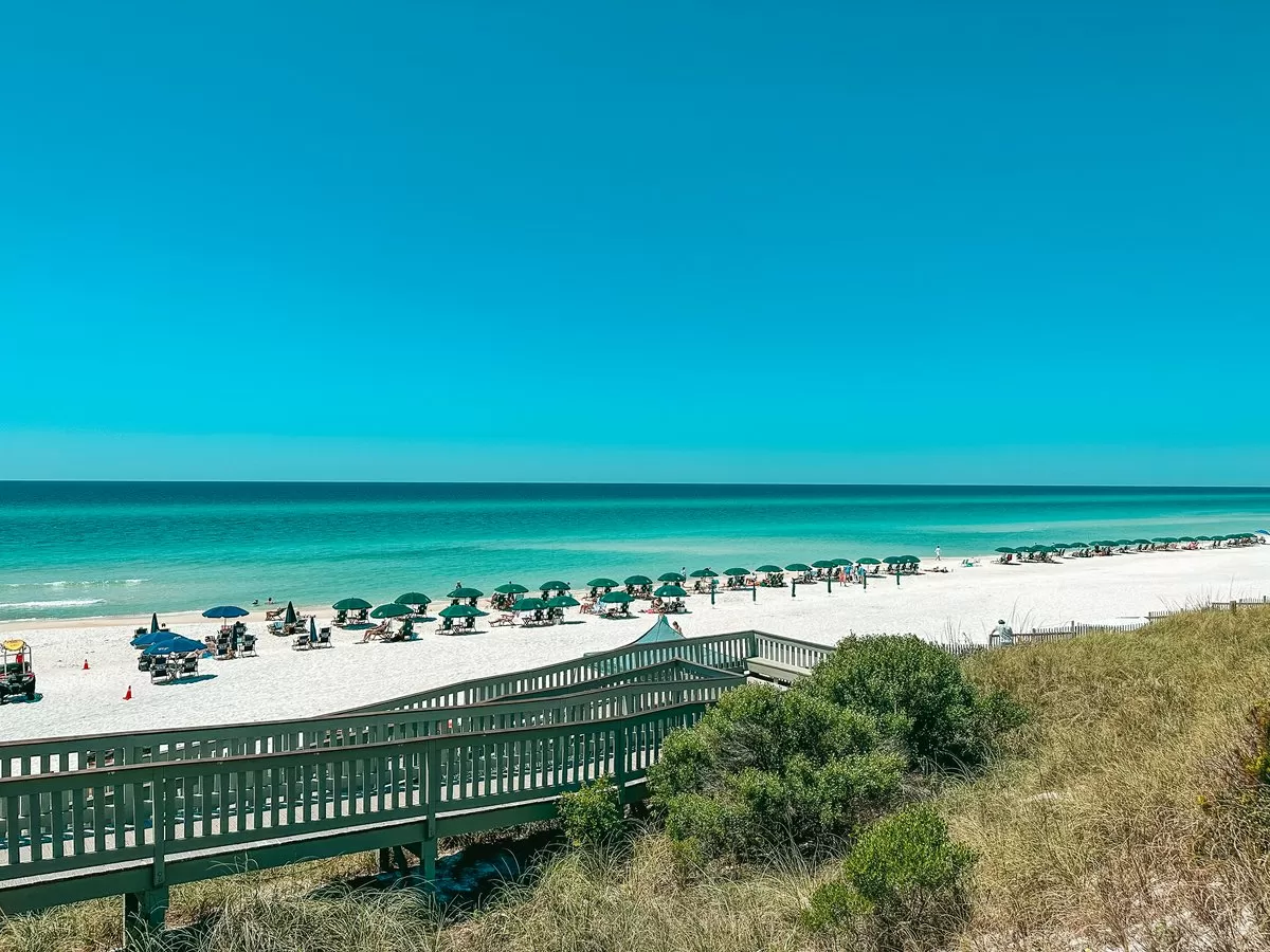 view of the umbrellas at the beach one of the things to do in 30A