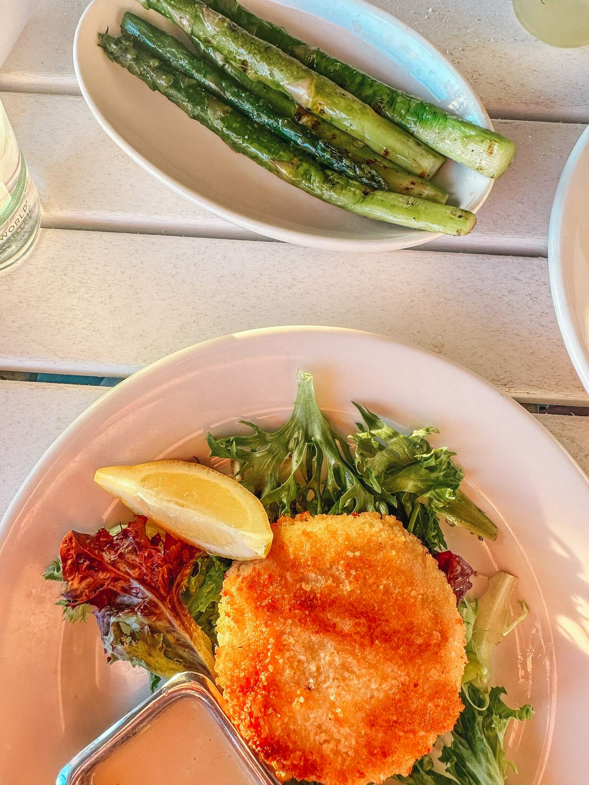 Crabcake and asparagus from Bud and Alley's in Seaside Florida