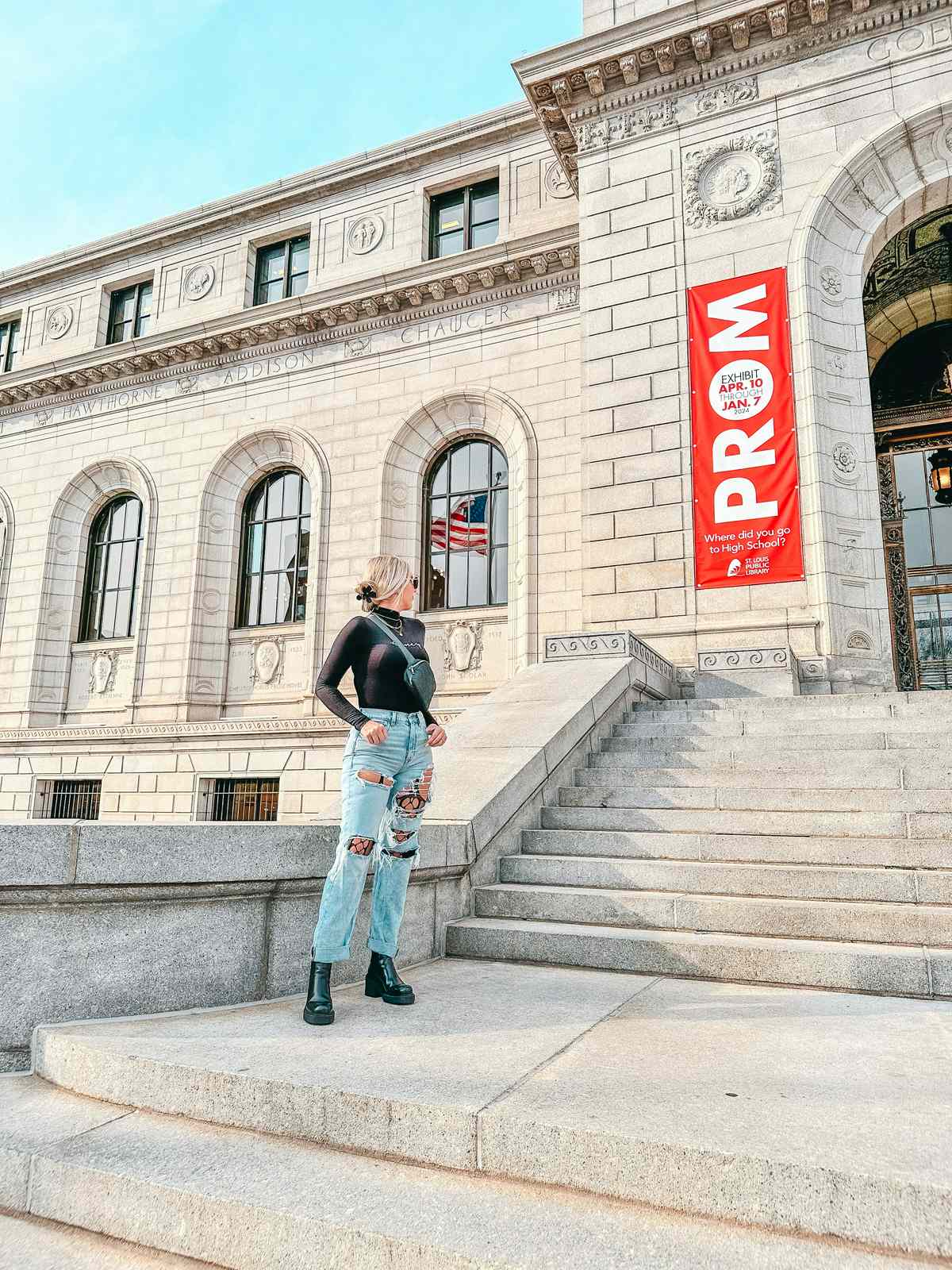 woman spending a Weekend in St. Louis by visiting the Central Library