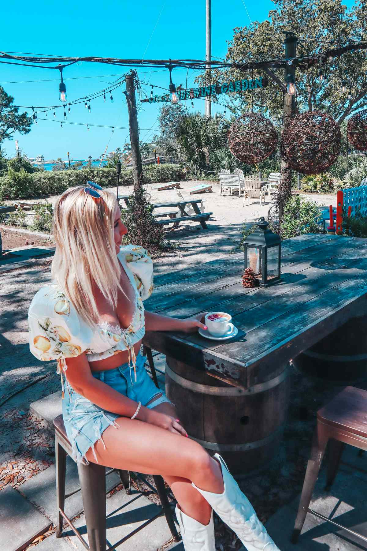 Rose latte at Beachy Bean Cafe