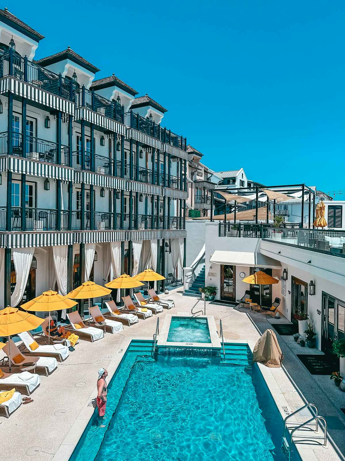 The pool area at The Pearl Hotel