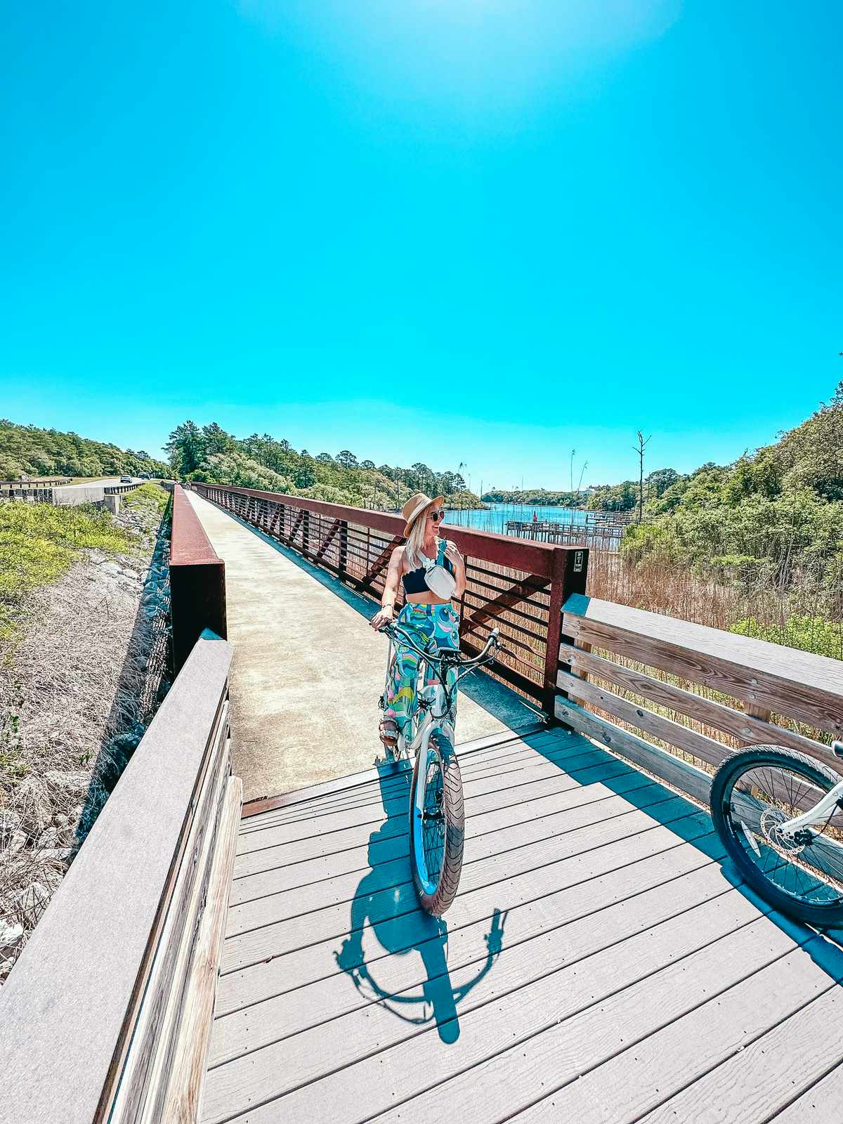 Taking the e bikes on the bike trail in 30A