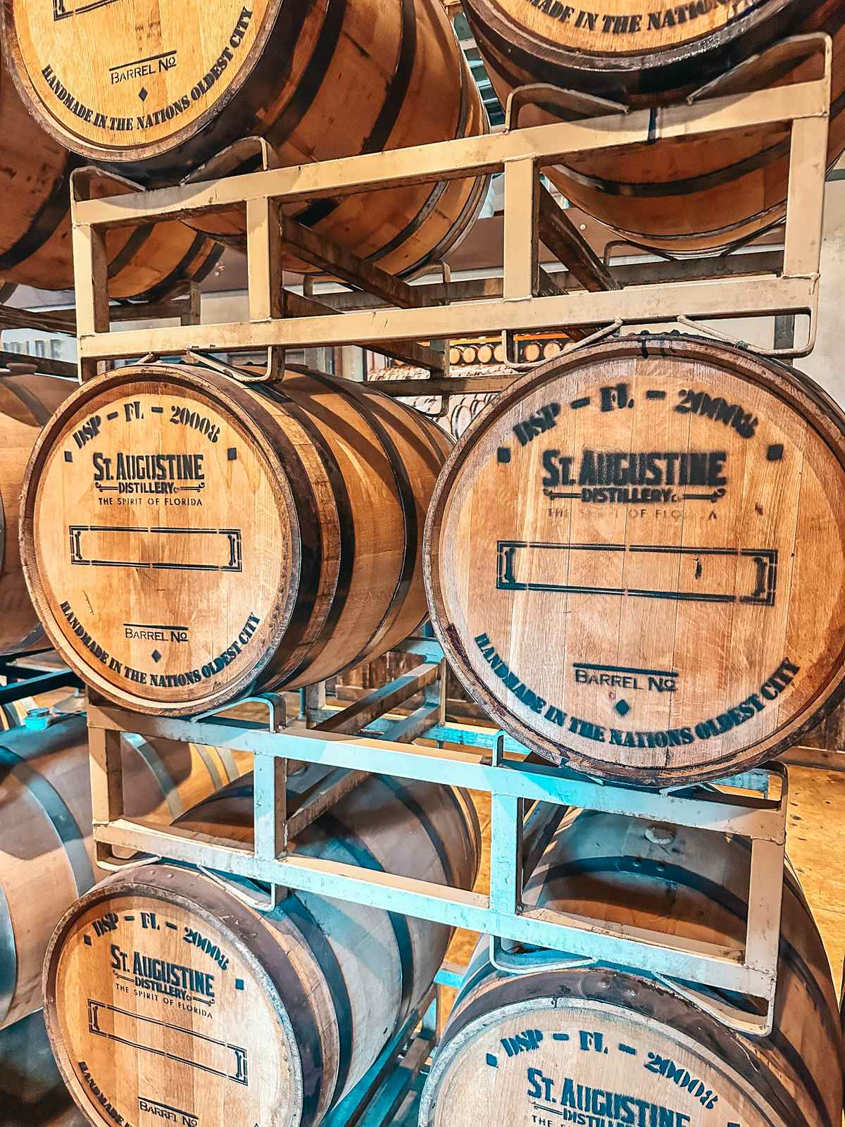 wine barrels in St. Augustine Distillery when you spend a Weekend in St. Augustine