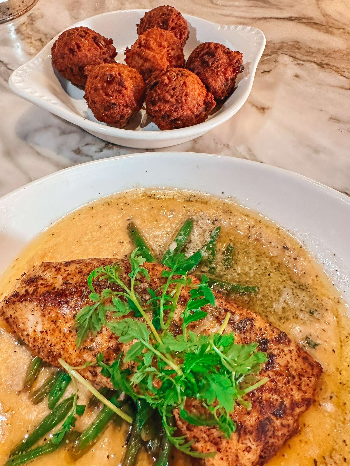 Hushpuppies and fish entree from Fish Camp