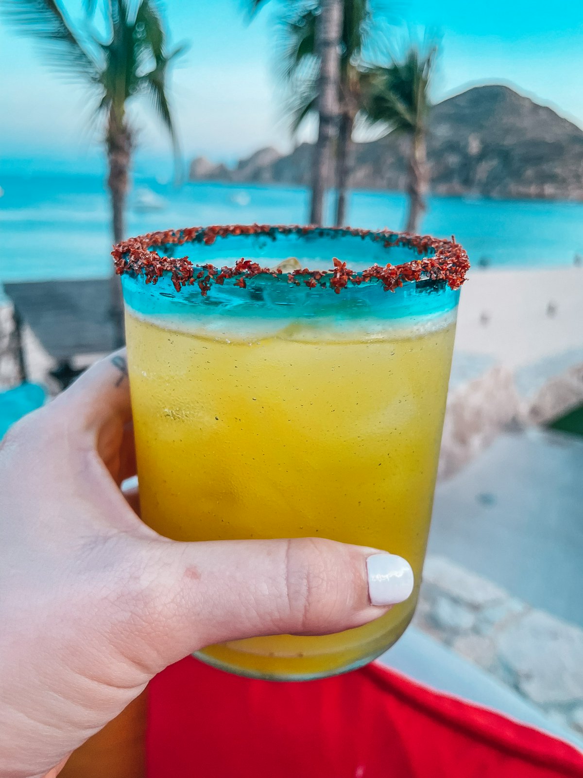 person holding a drink and enjoying Cabo in December