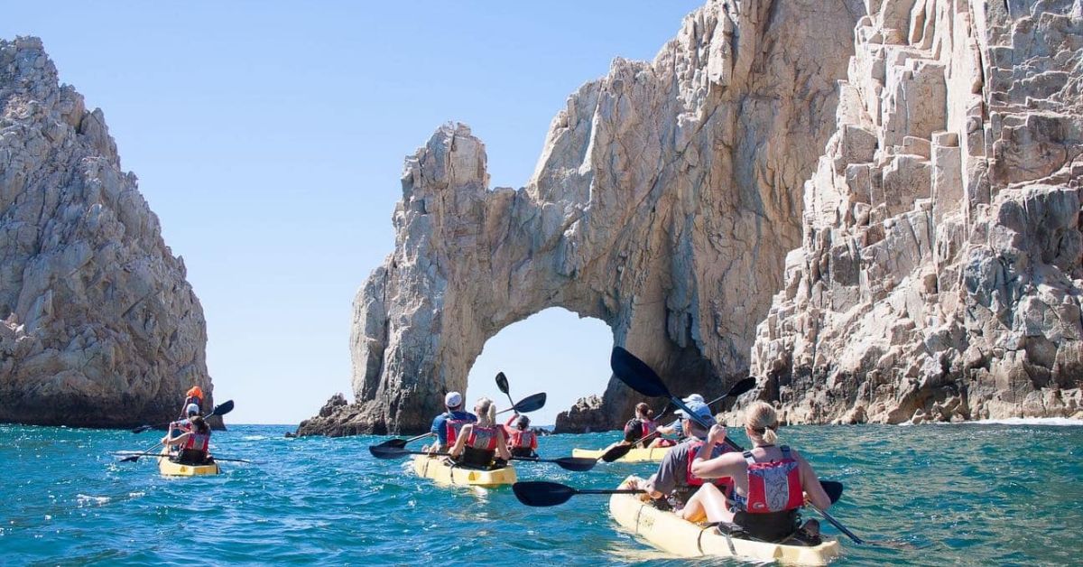 people doing glass bottom kayaking tour in Cabo in December