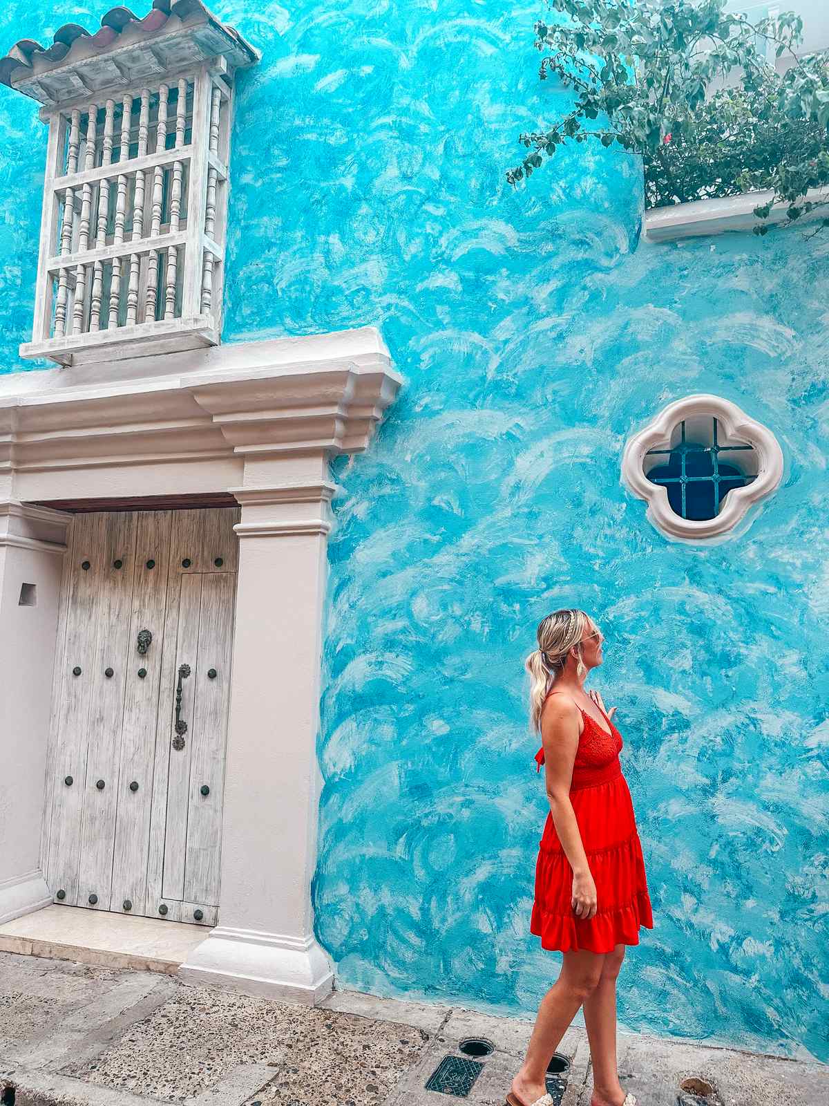 Blue building in Cartagena Colombia