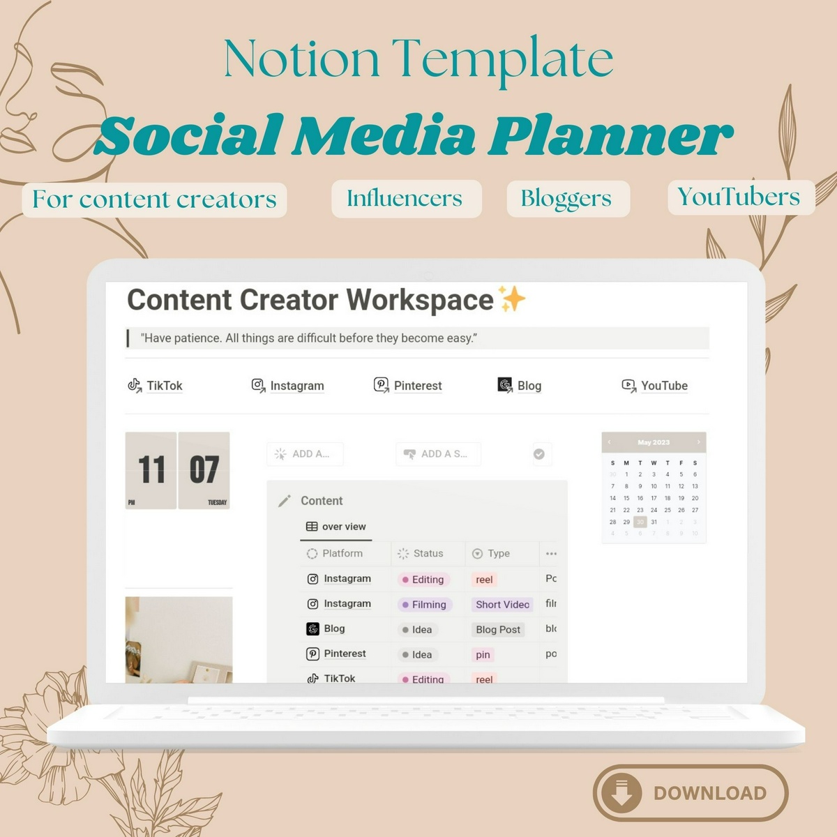 Notion Template Social Media Planner