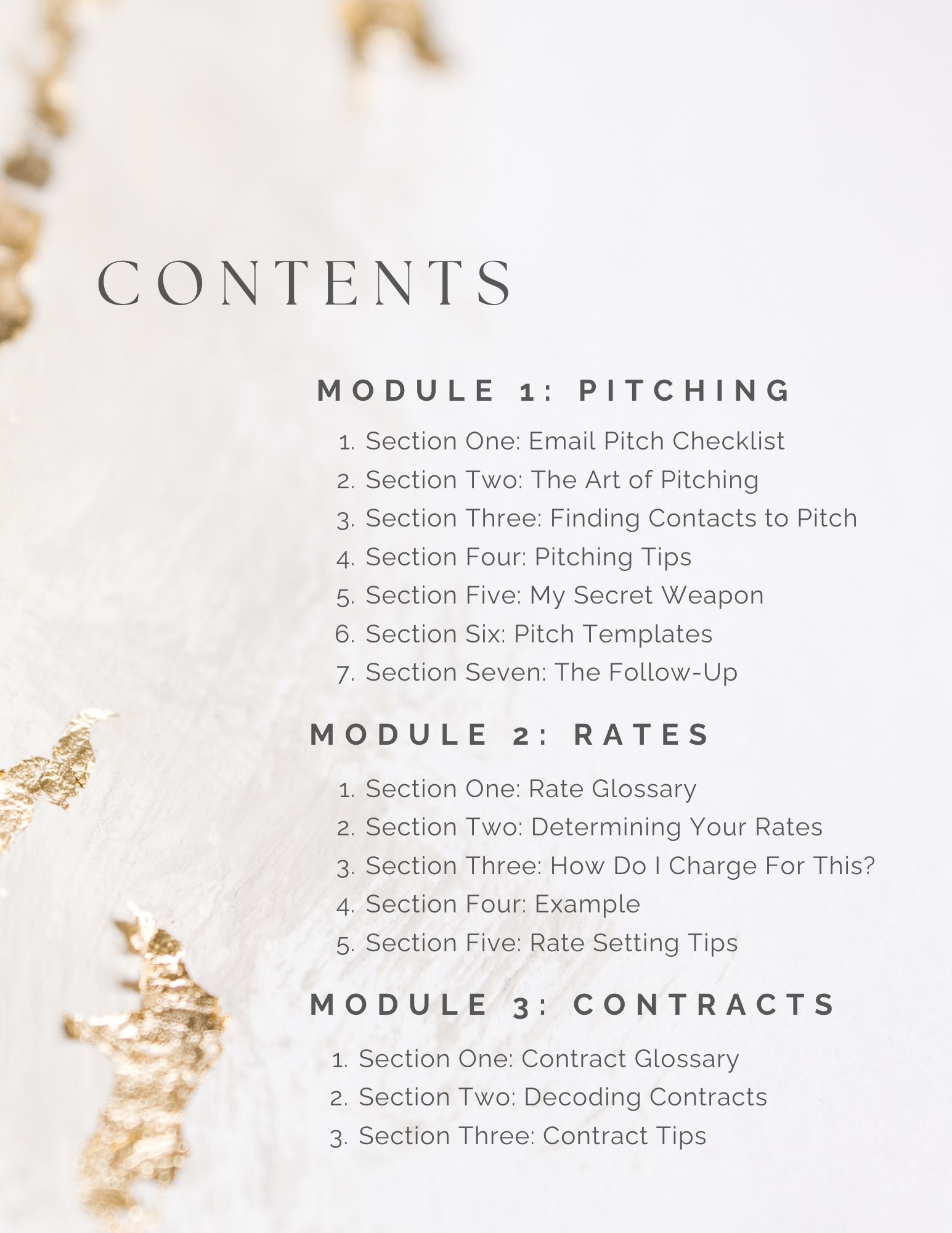 The Content Creator Playbook Part 1 contents