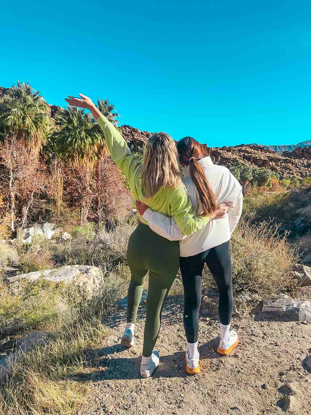 Friends hiking Andreas Canyon Palm Springs Trail