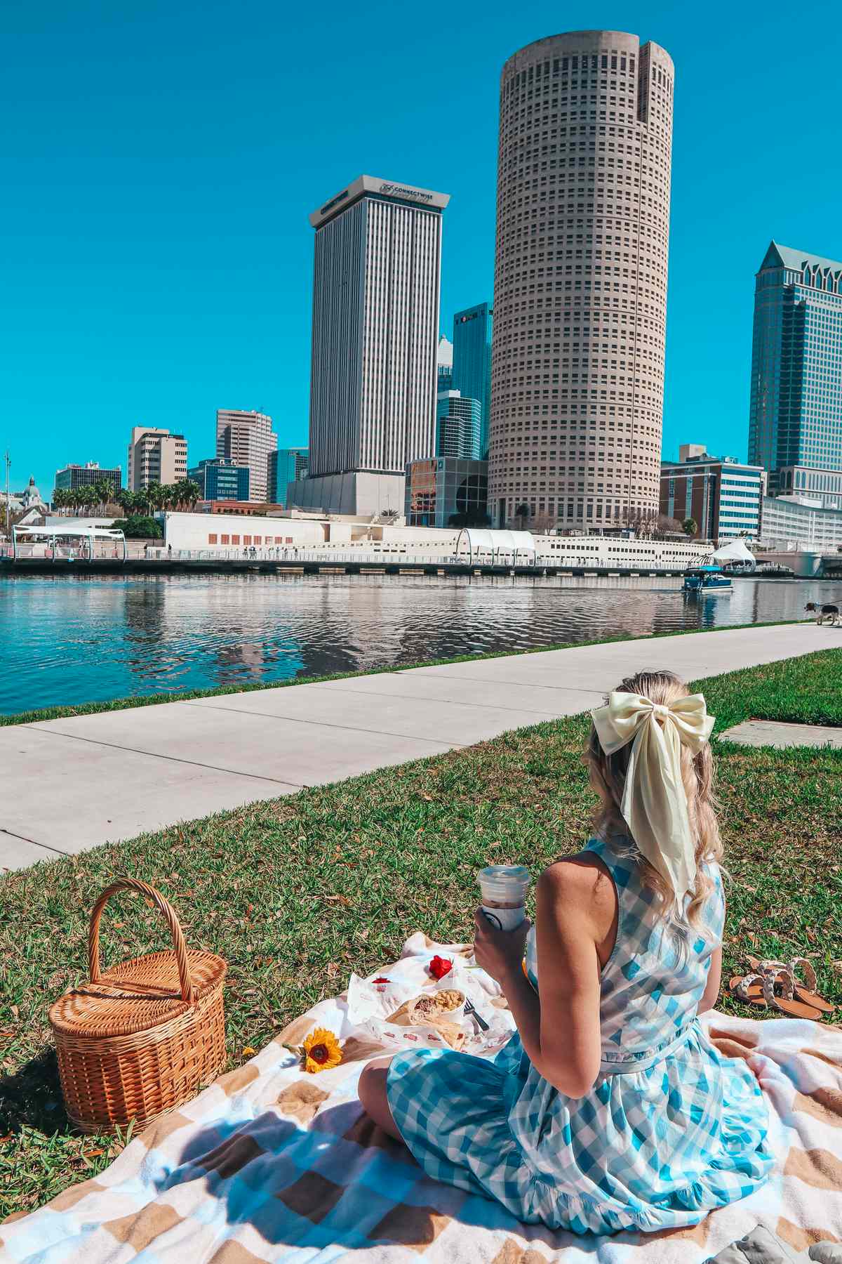 Enjoying a picnic at Plant Park in Tampa Florida