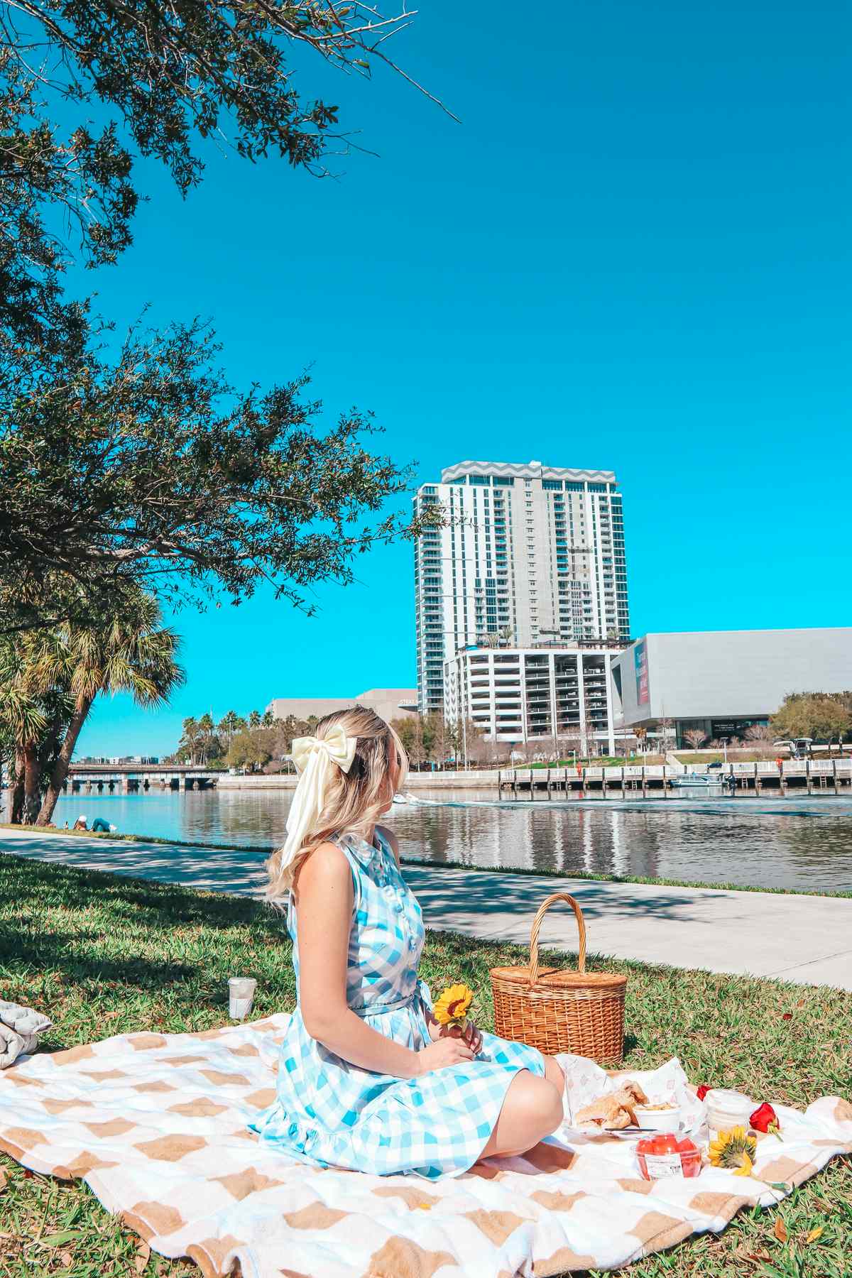 Enjoying a picnic at Plant Park in Tampa