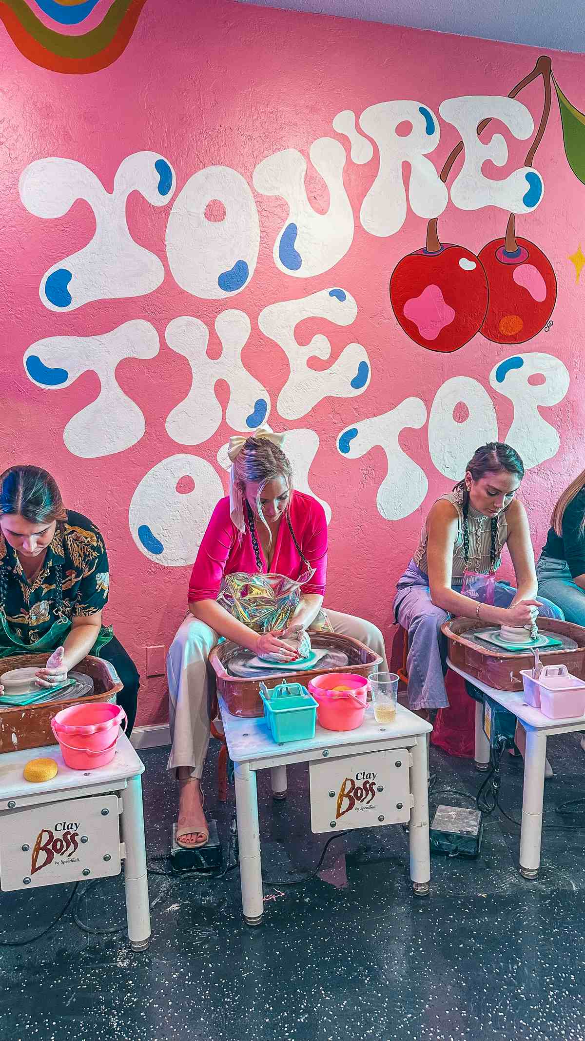 Girls date making pottery at Sugar Cream Clay