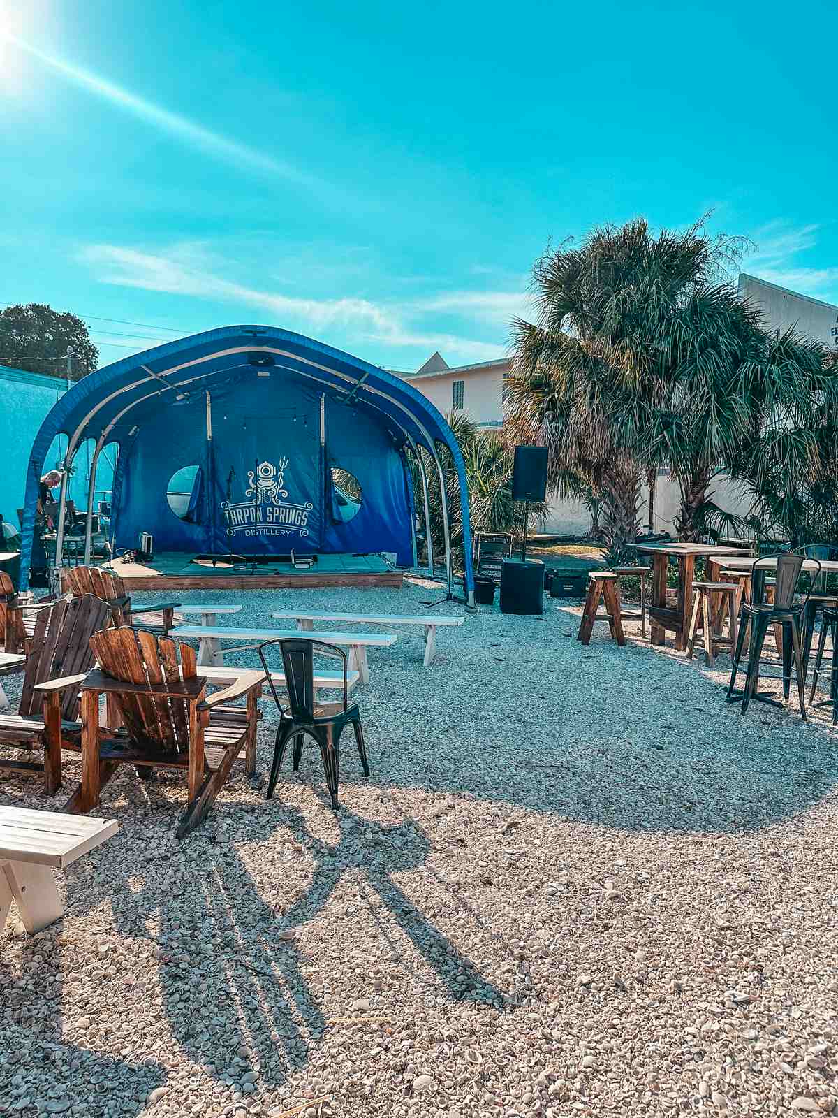 Outdoor area at Tarpon Springs Distillery