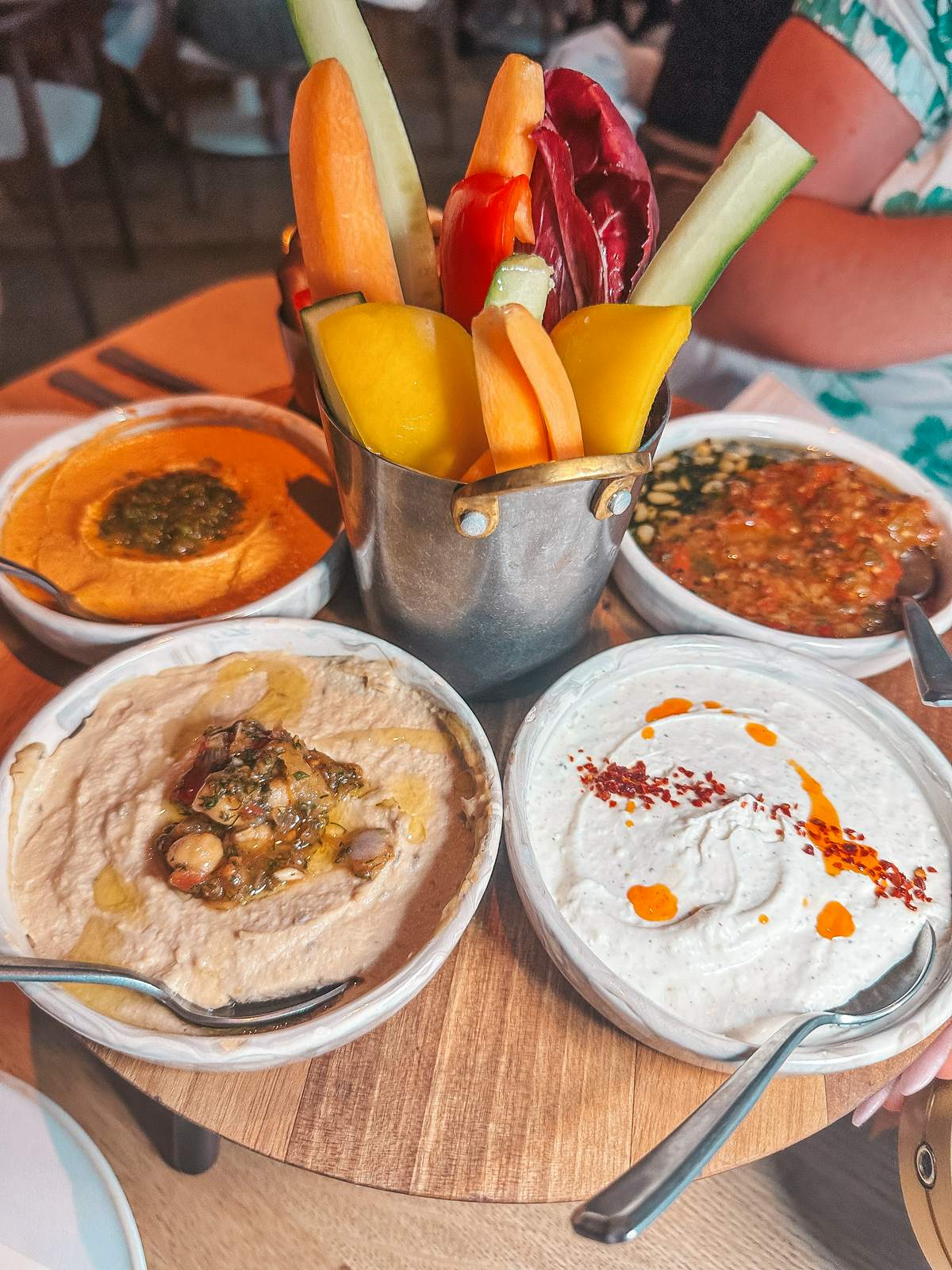 Pita and crudite at Predalina on Water Street in Tampa