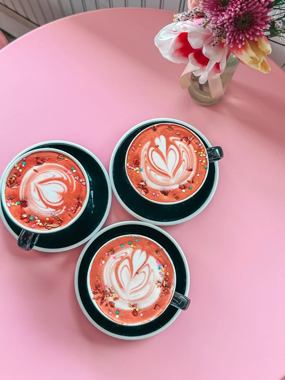 Strawberry shortcake lattes from Elevenses Co