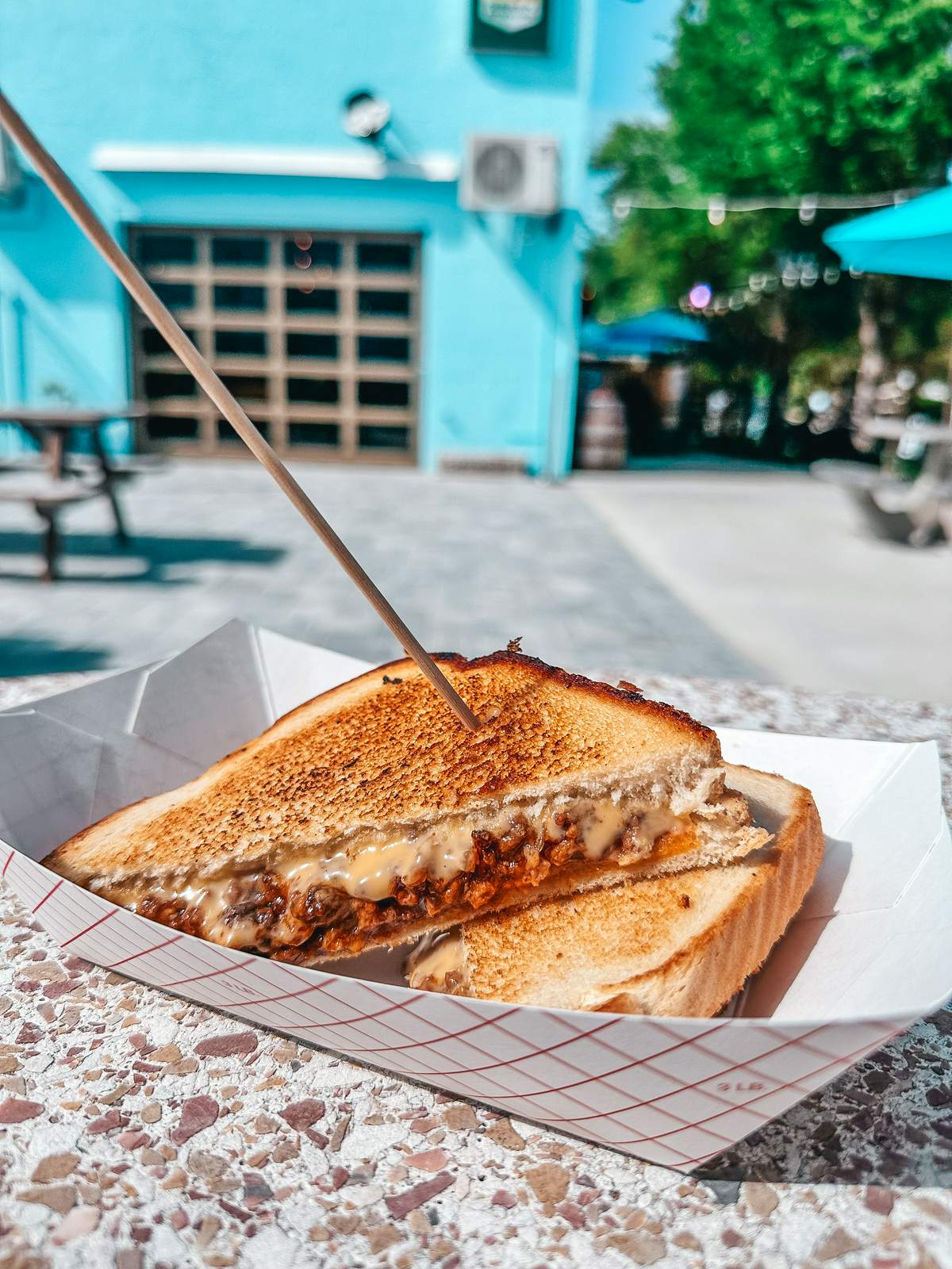 Grilled cheese sloppy joe from Cotherman Distilling in Dunedin Florida