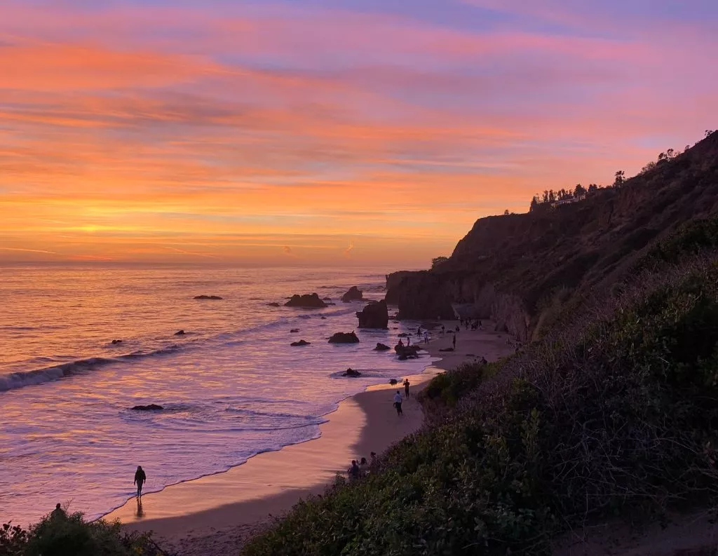 Malibu Beach California at sunset