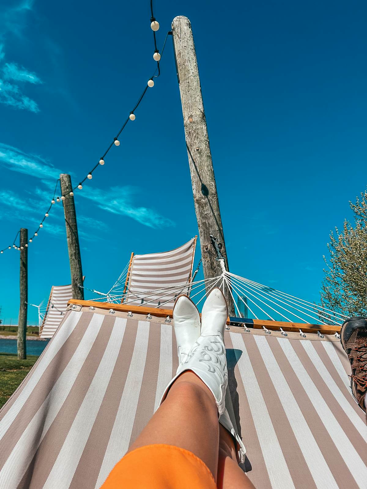 Relaxing in the hammocks at the Wheeler District in Oklahoma City