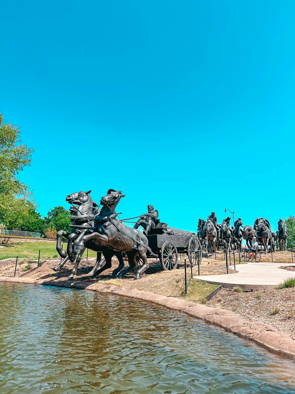 Statues along the Bricktown Water Taxi route in Oklahoma City