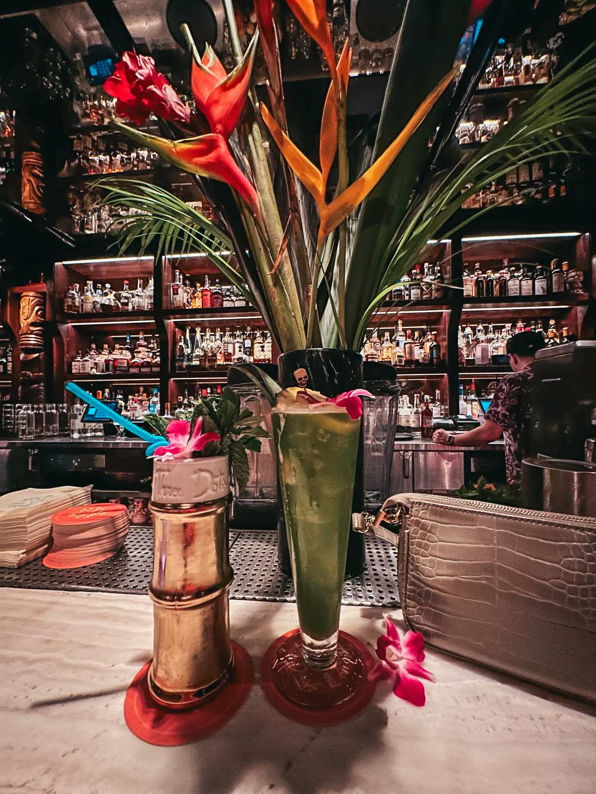 Tiki drinks from Three Dots and a Dash in Chicago