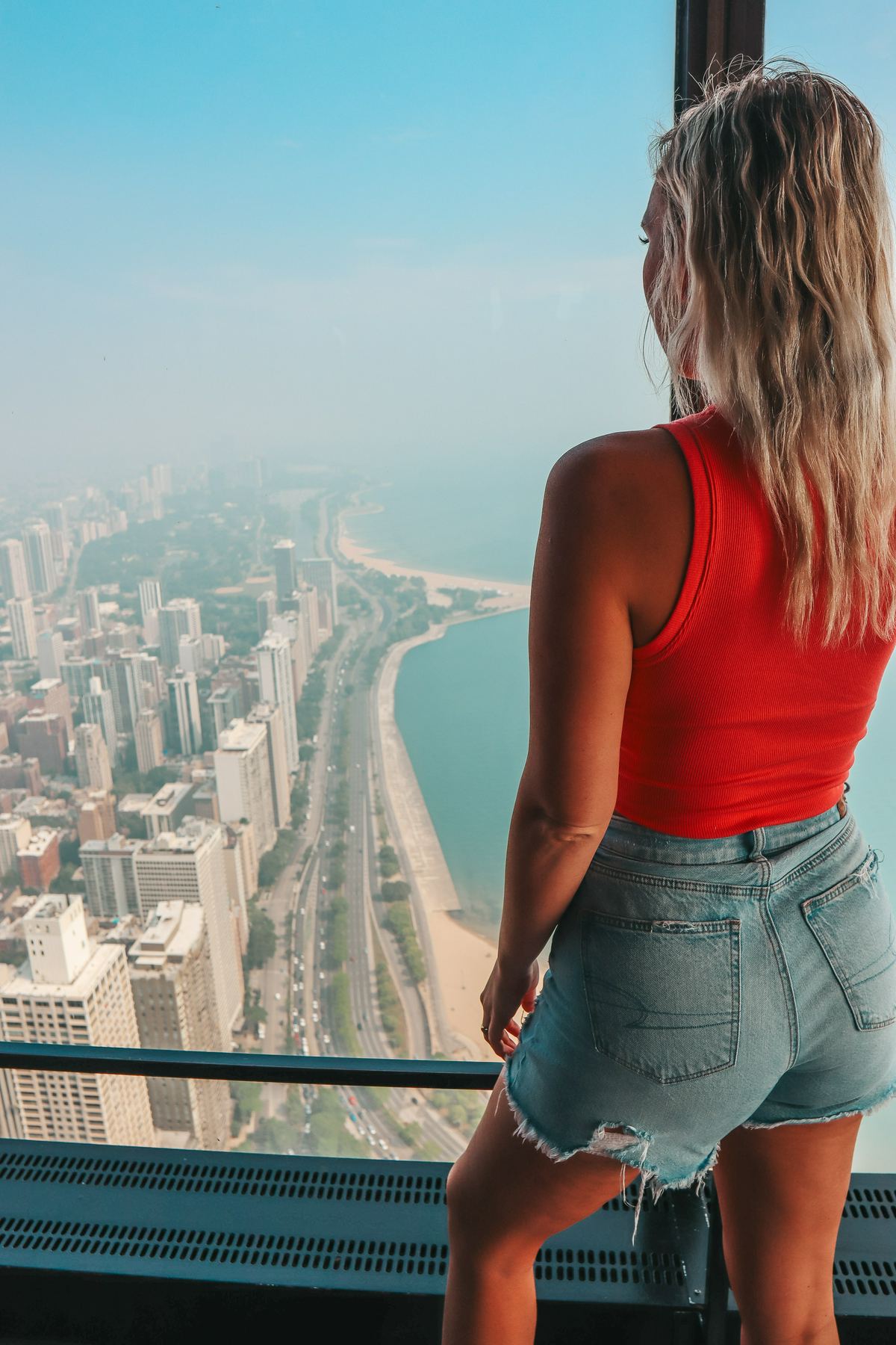 Views of city and Lake Michigan from 360 Chicago