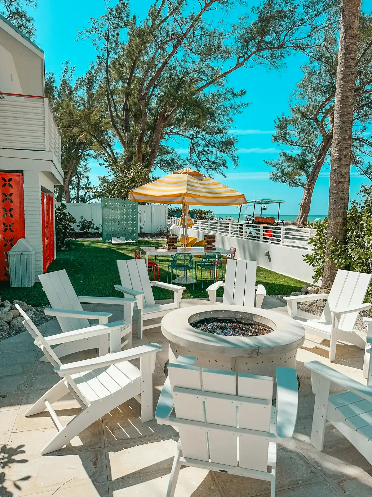 Fire pit at Mello on the Beach on Anna Maria Island