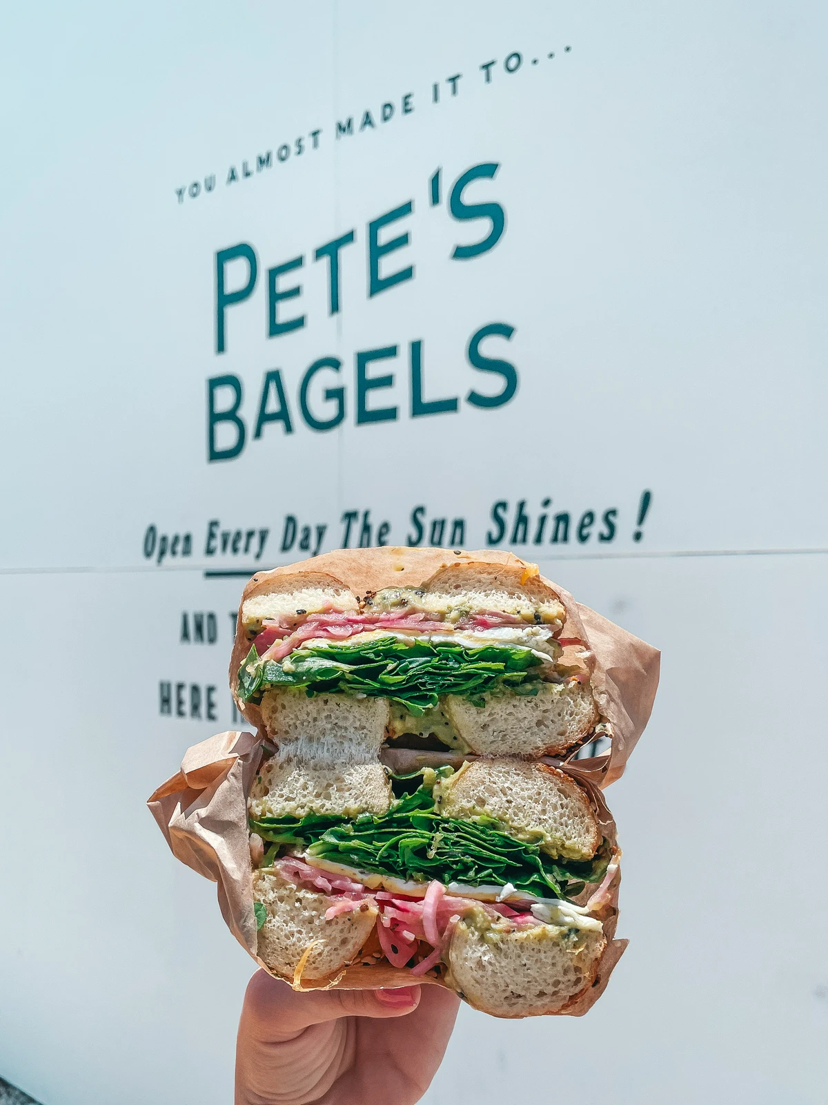 Stacked Millenial Bagel from Petes Bagels in St Pete Florida