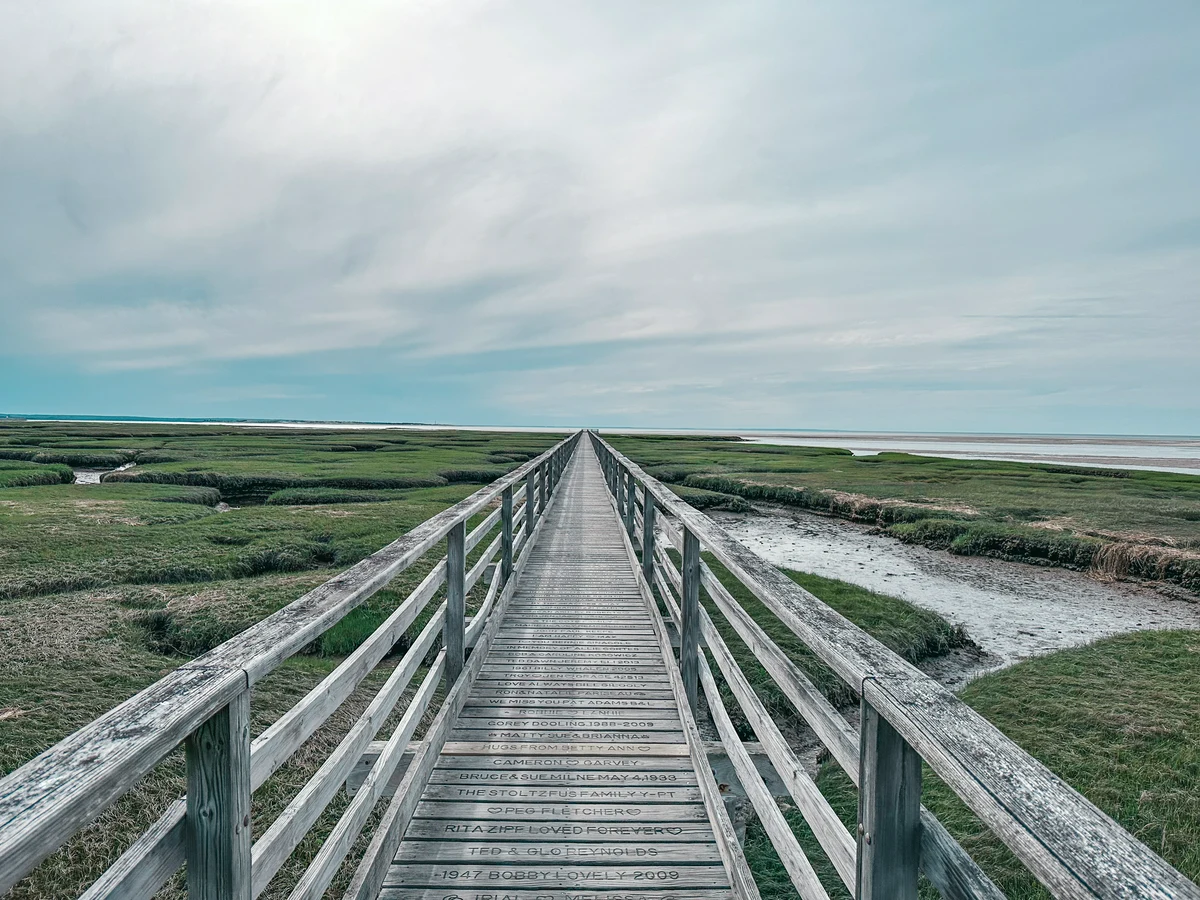 Bass Hole Boardwalk in Yarmouth on a gloomy day