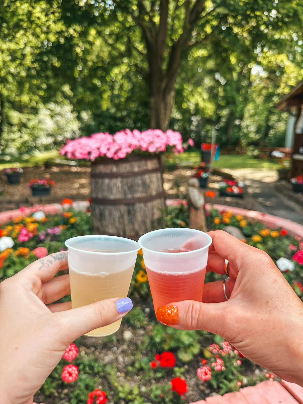 Cheersing cups of wine at Heinemans Winery on Put in Bay