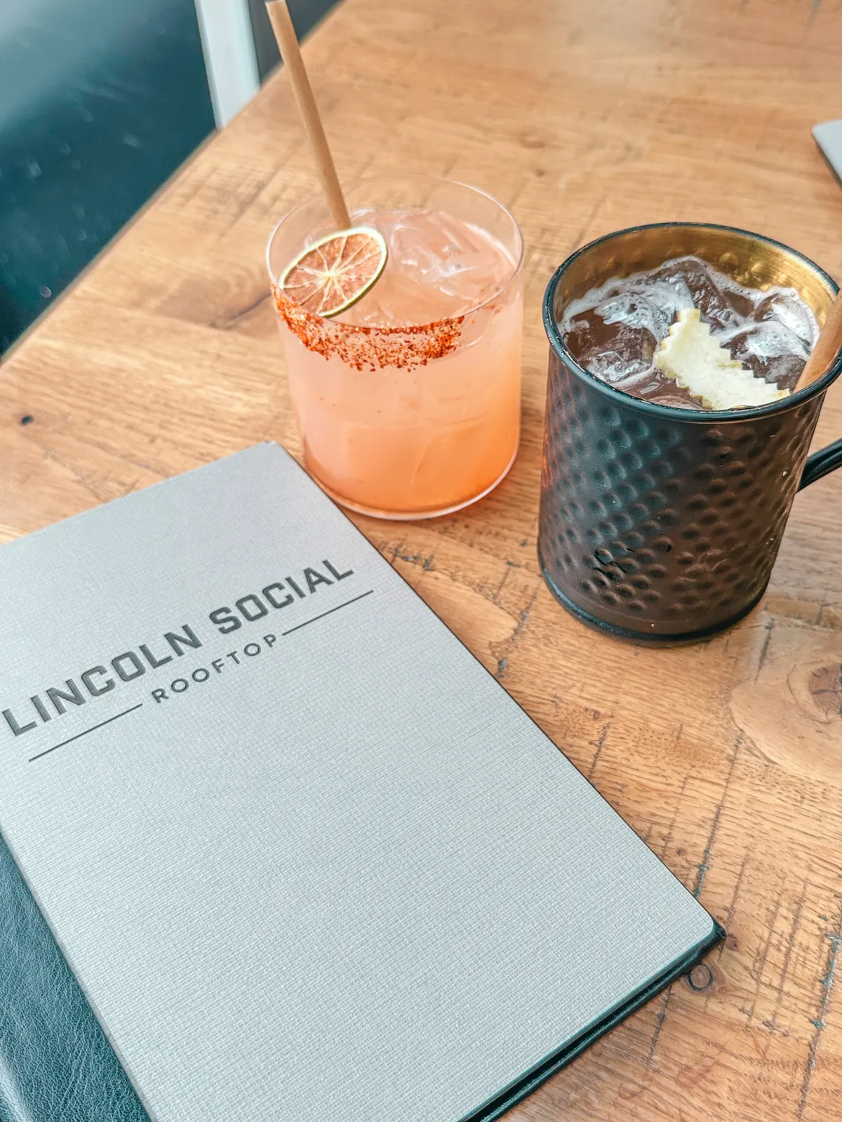 Cocktails from Lincoln Social rooftop bar in Columbus Ohio