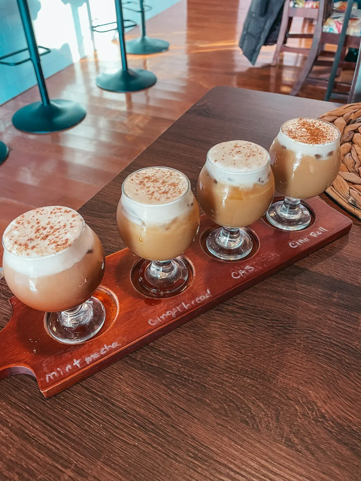 Coffee flight from Grindhrs Coffee in Toledo Ohio