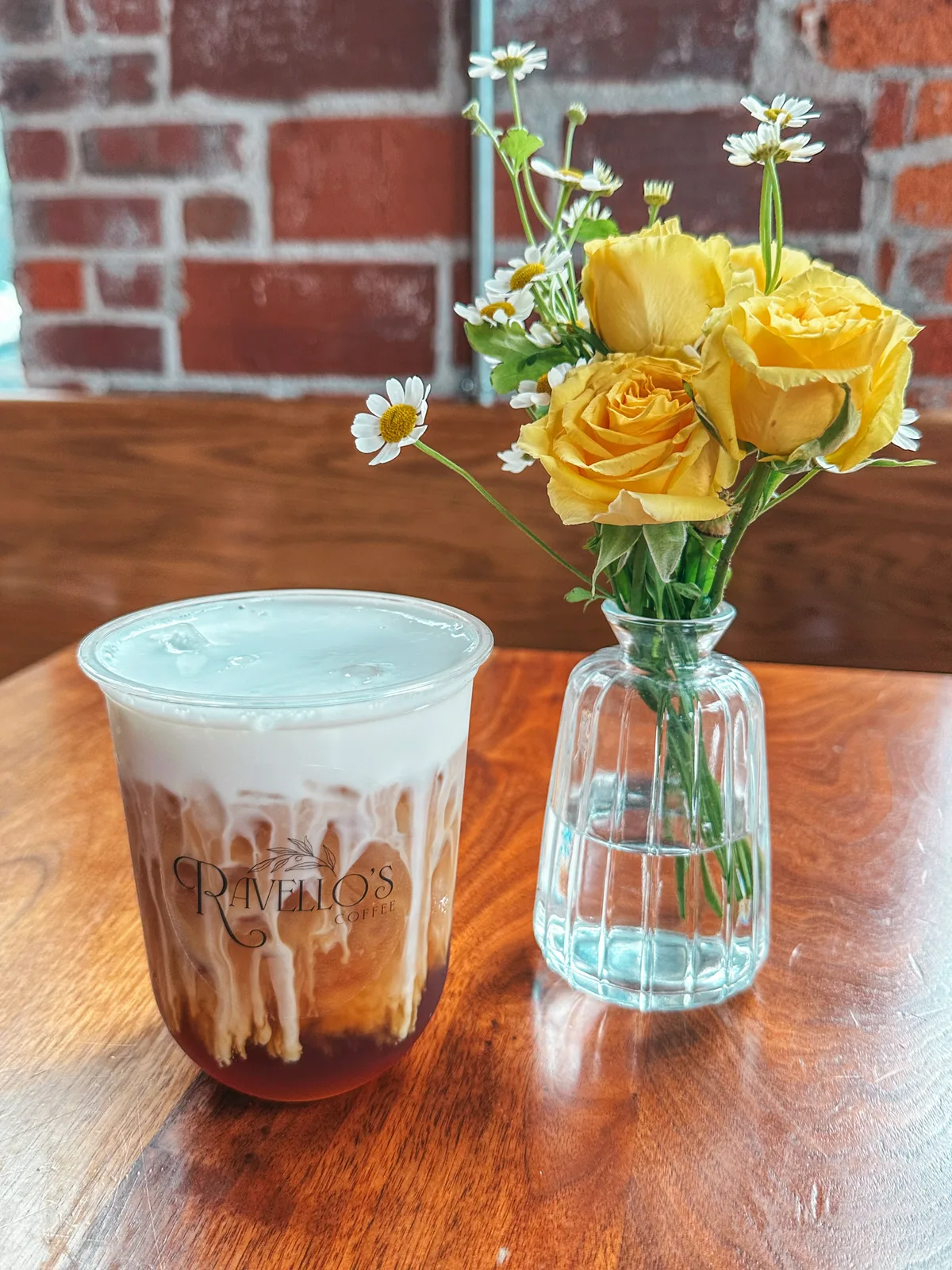 Cold brew with cold foam from Ravellos coffee shop in Columbus Ohio