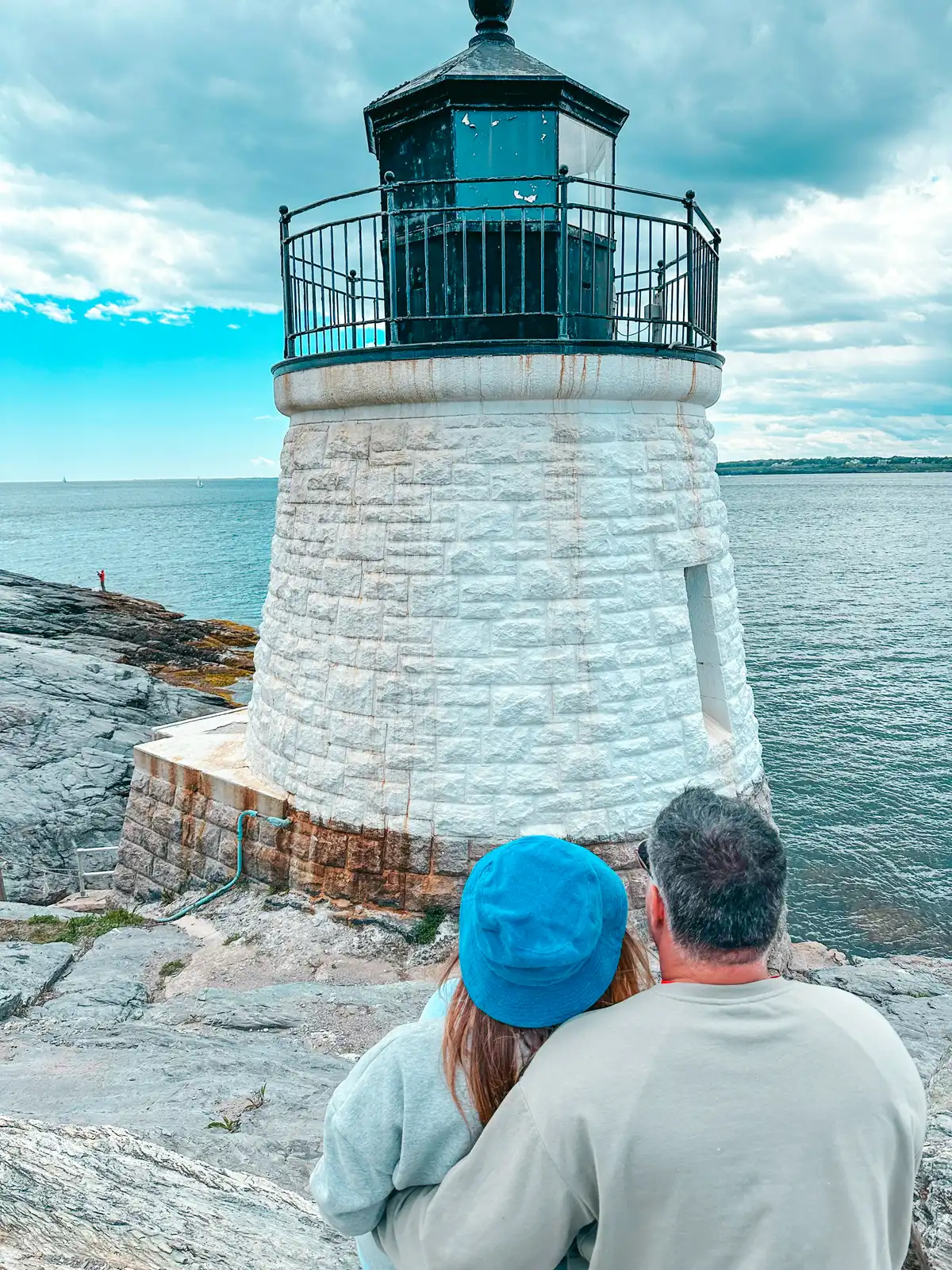 Couple at Castle Hill Lighthouse in Newport Rhode Island