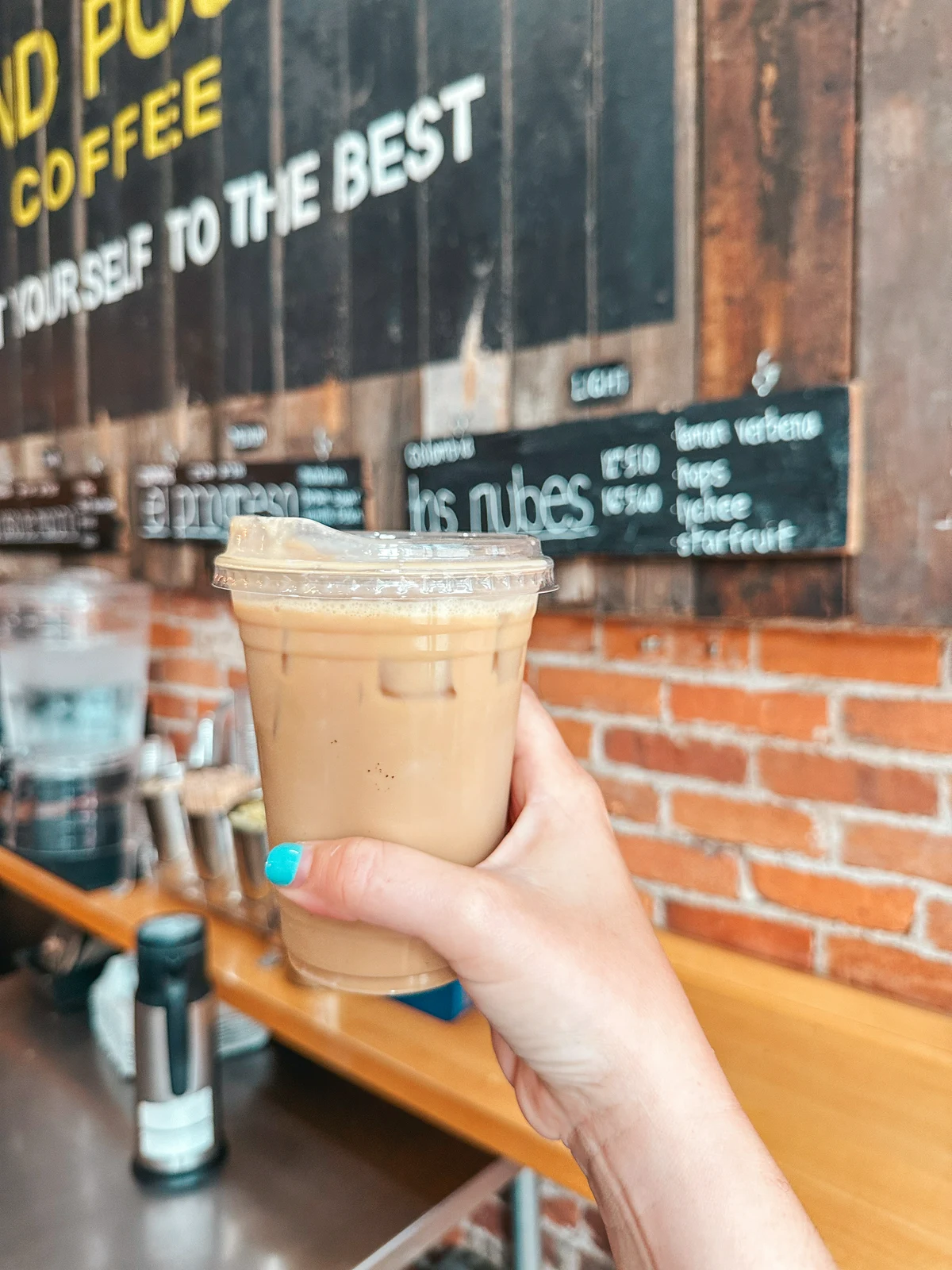 Iced vanilla latte from One Line Coffee in Columbus Ohio