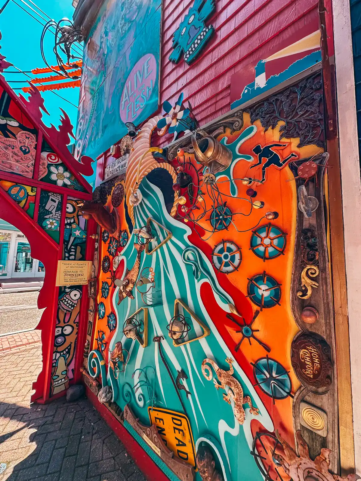 Interesting art in Bob Gasoi Memorial Art Alley in Provincetown