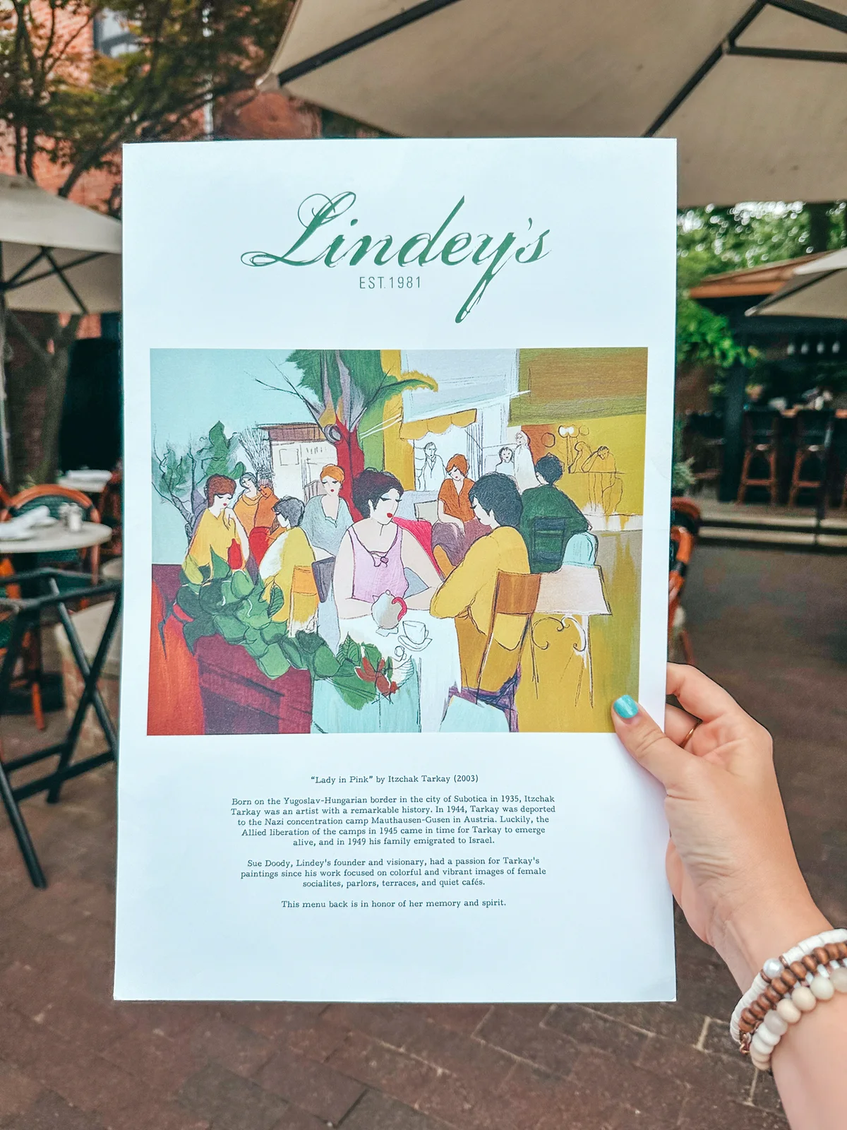 Menu from Lindeys in Columbus