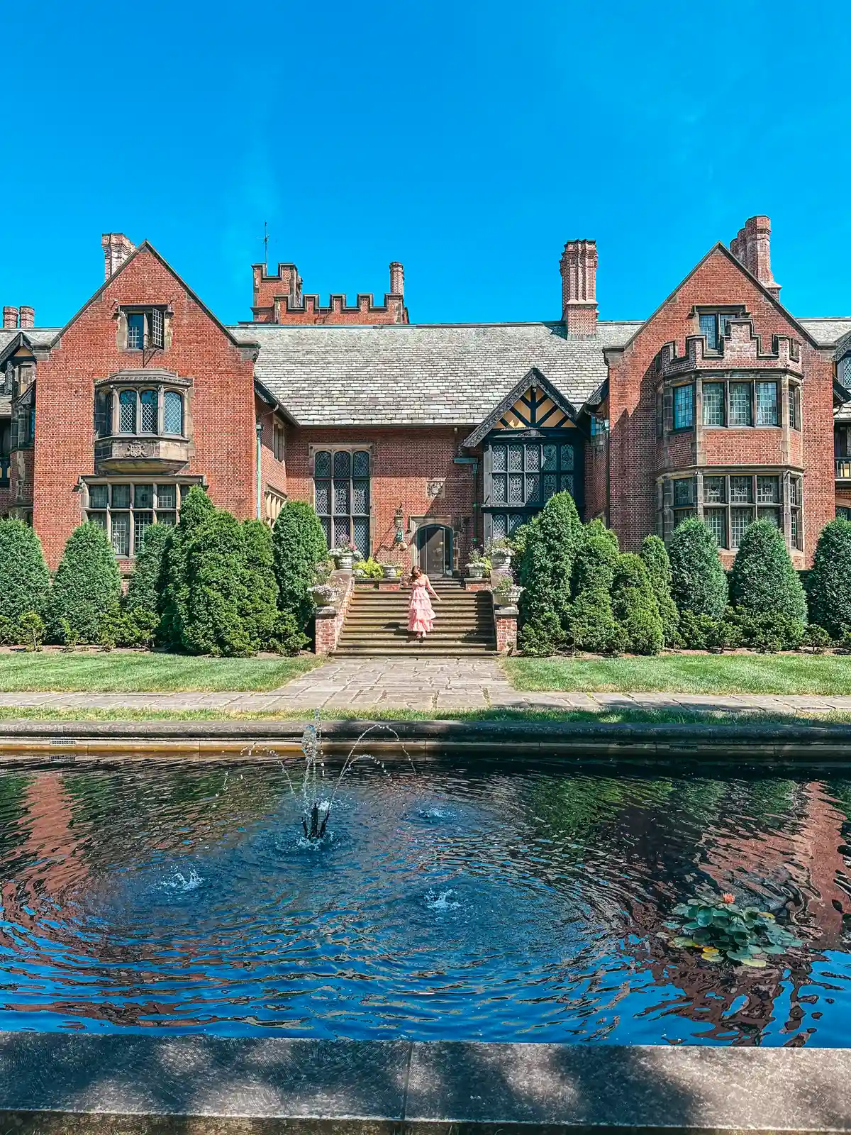 Backyard and pond at Stan Hywet Hall and Gardens in Akron Ohio