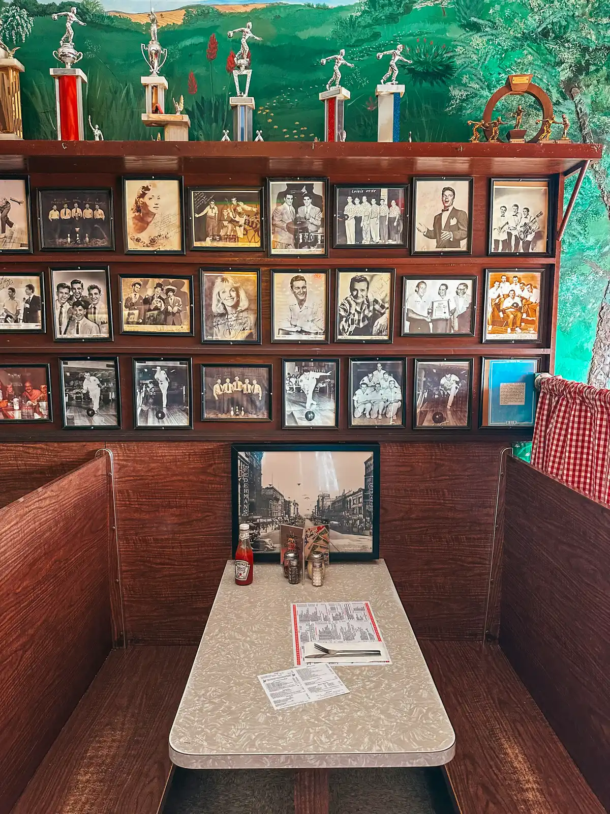 Booth seating at Luigis in Akron Ohio