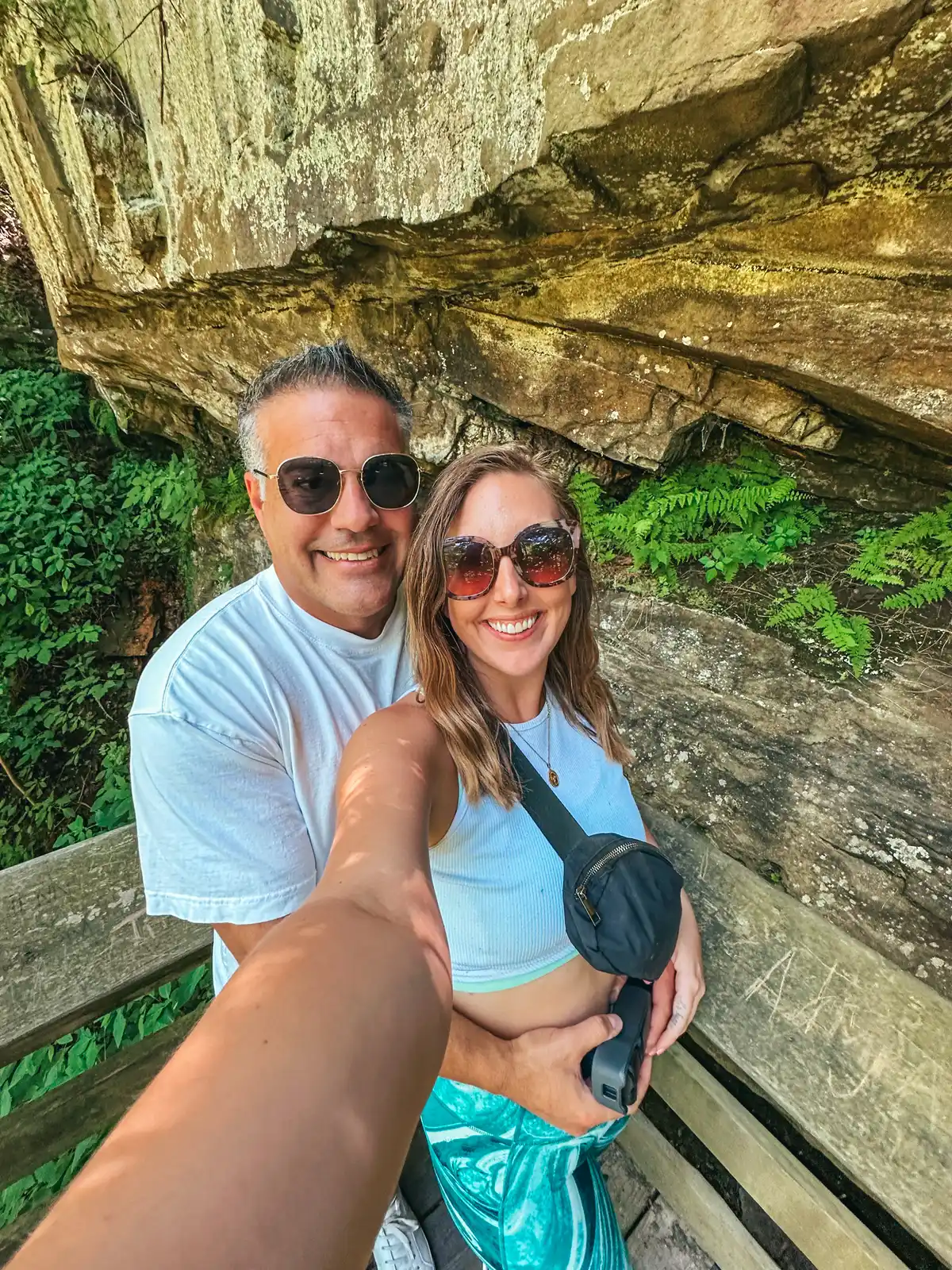 Couple posing near Brandywine Falls in Summit County Ohio