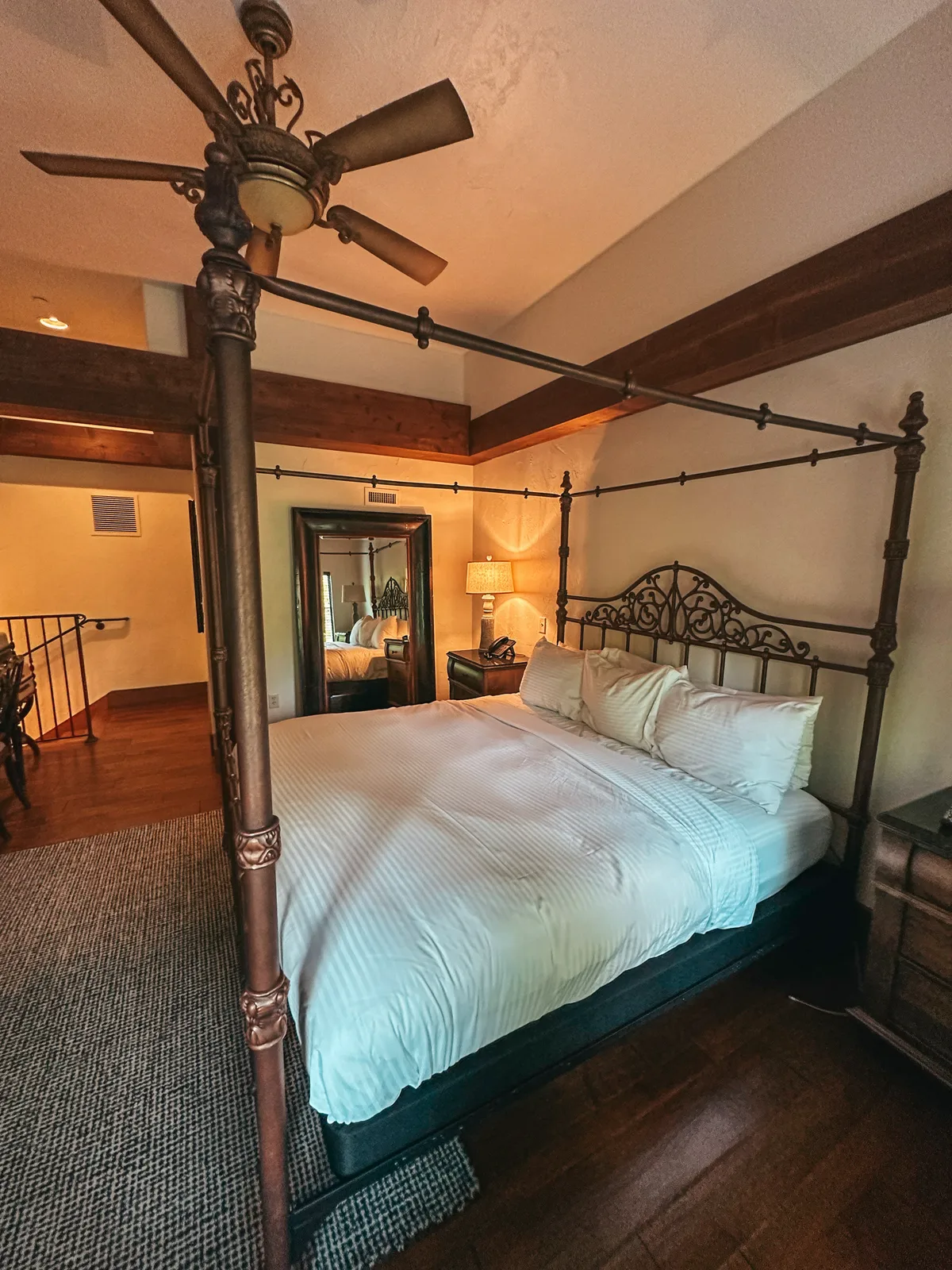 King bedroom inside of a villa at Gervasi Vineyard in Canton Ohio