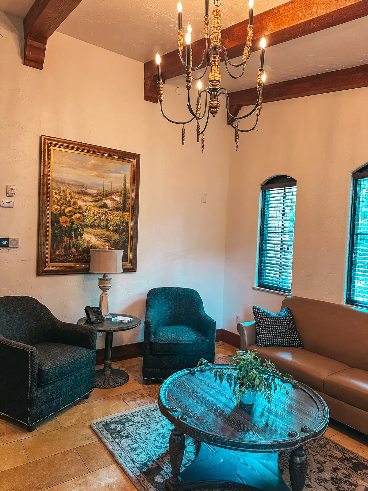 Living area inside of a villa at Gervasi Vineyard in Canton Ohio