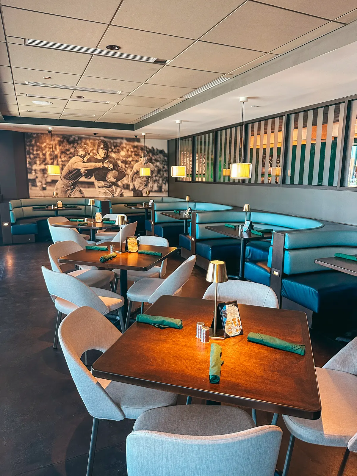 Seating area at Gridiron Gastropub in Canton Ohio