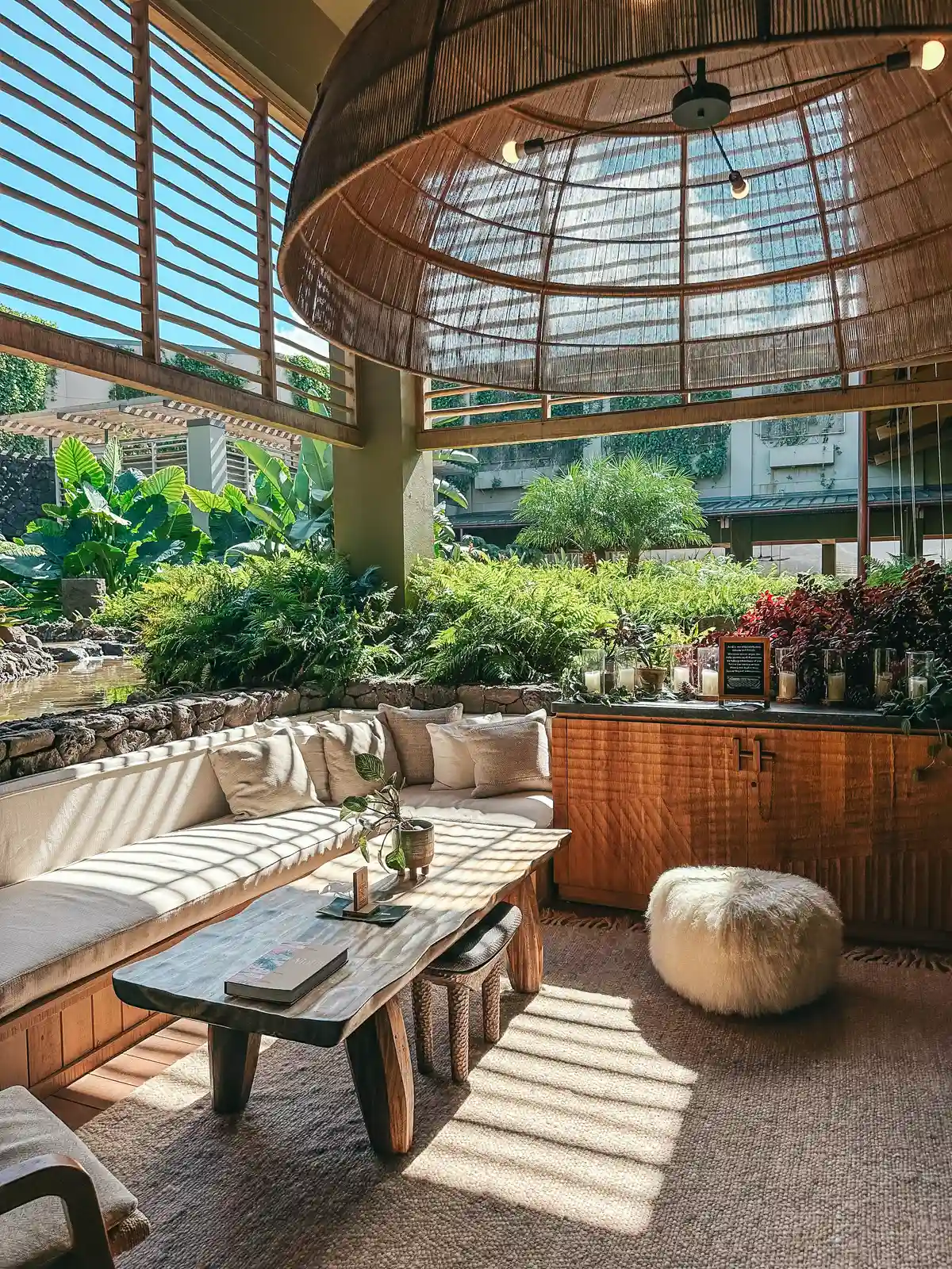 Stunning decor and seating at 1 Hotel Hanalei Bay on Kauai